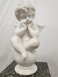 Marble Sculpture "Cupid on Globe", Early 20th Century