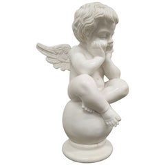 Antique Marble Sculpture "Cupid on Globe", Early 20th Century