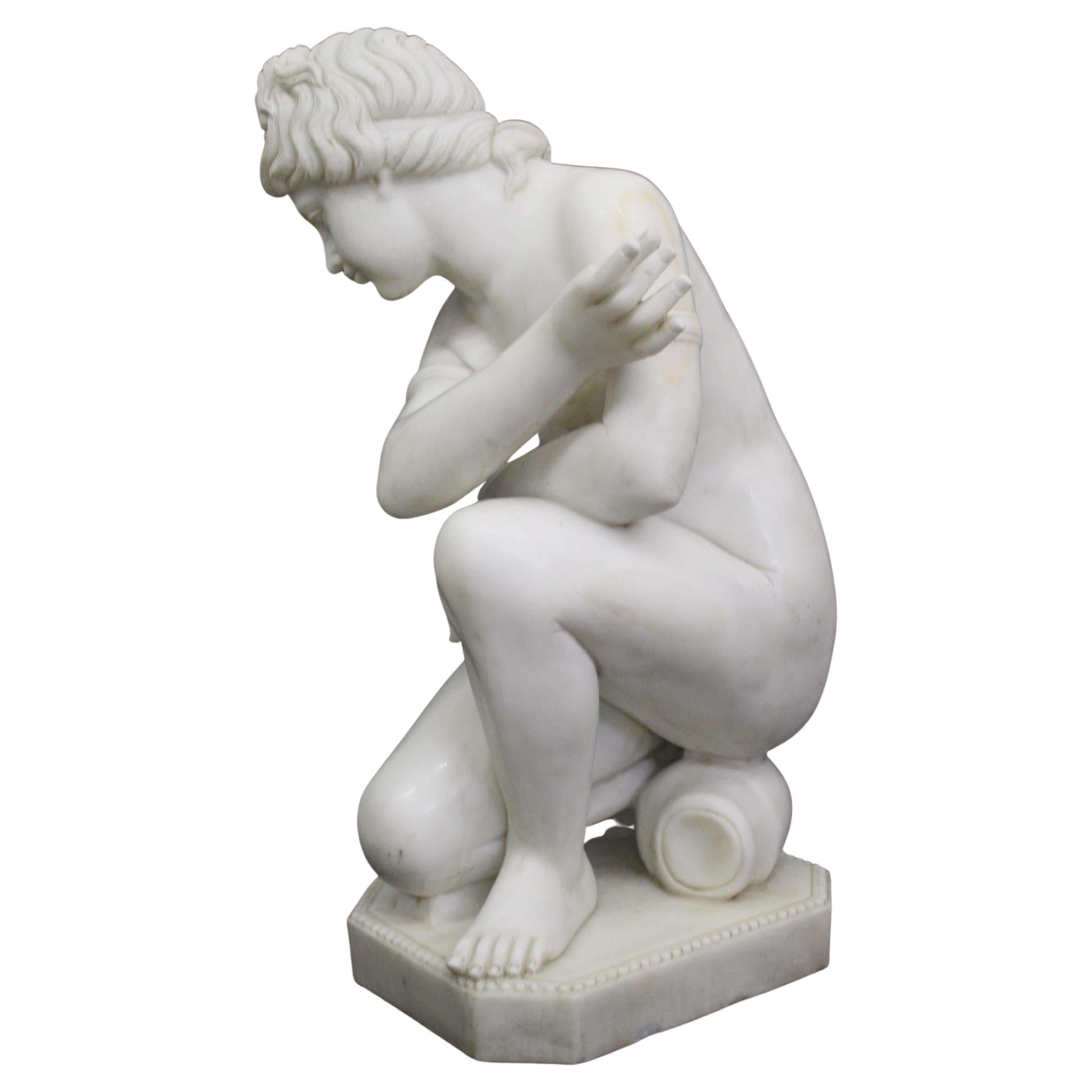 Marble Sculpture. Depicting a Crouching Venus For Sale