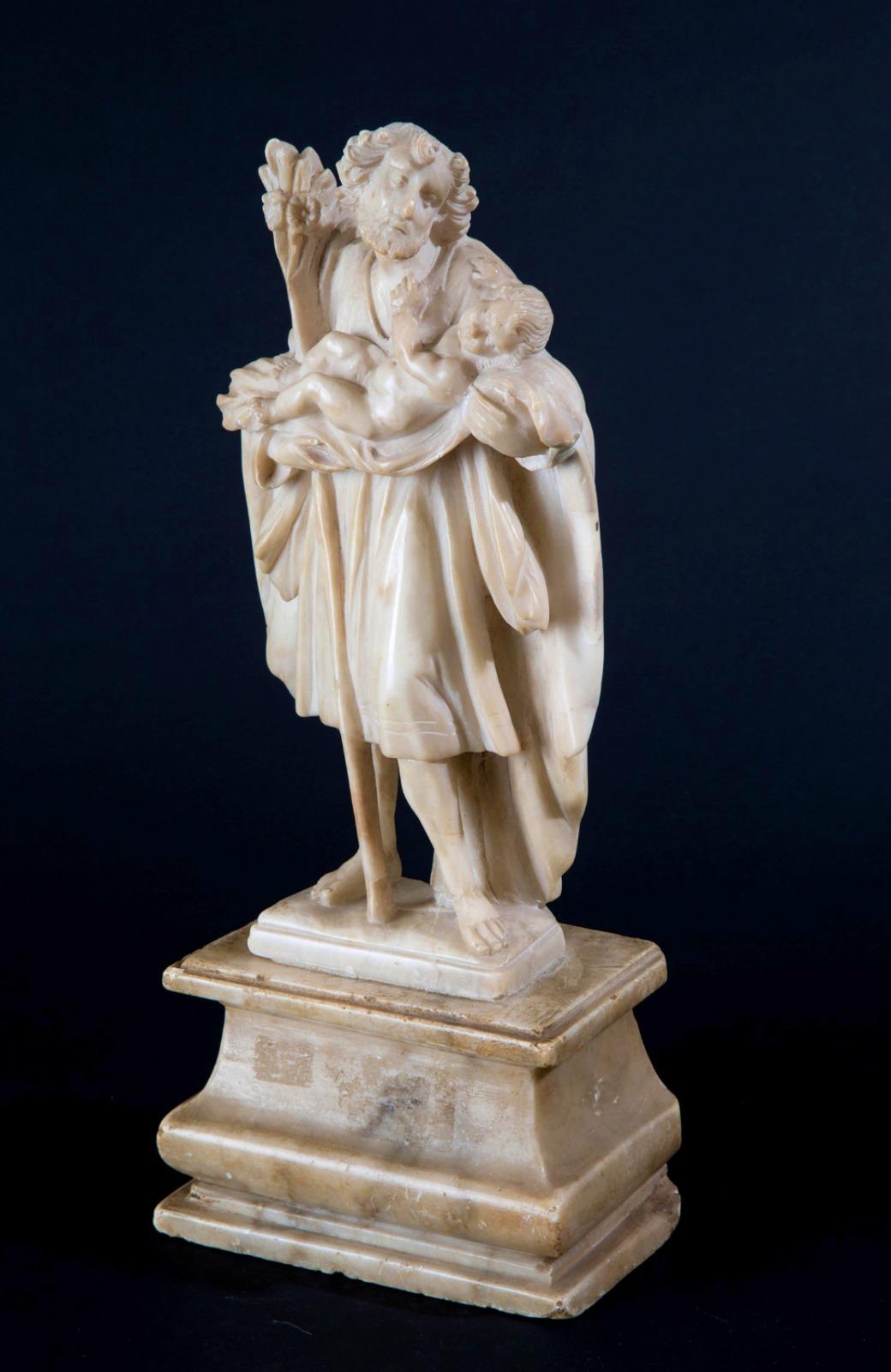 Marmorskulptur mit der Darstellung des „Saint Cristofer“ aus dem 18. Jahrhundert (Italienisch) im Angebot