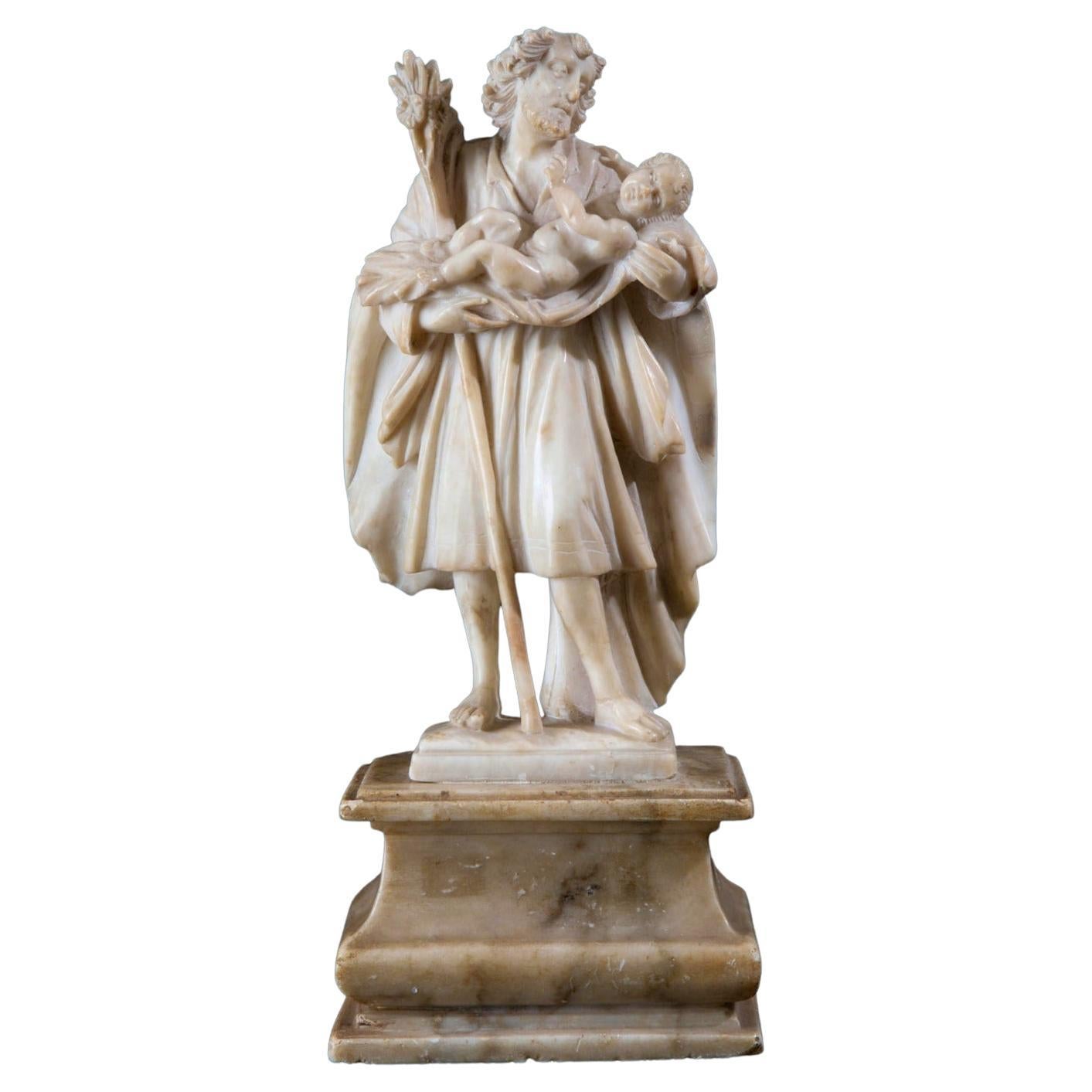 Sculpture en marbre représentant « Saint Cristofer » 18ème siècle