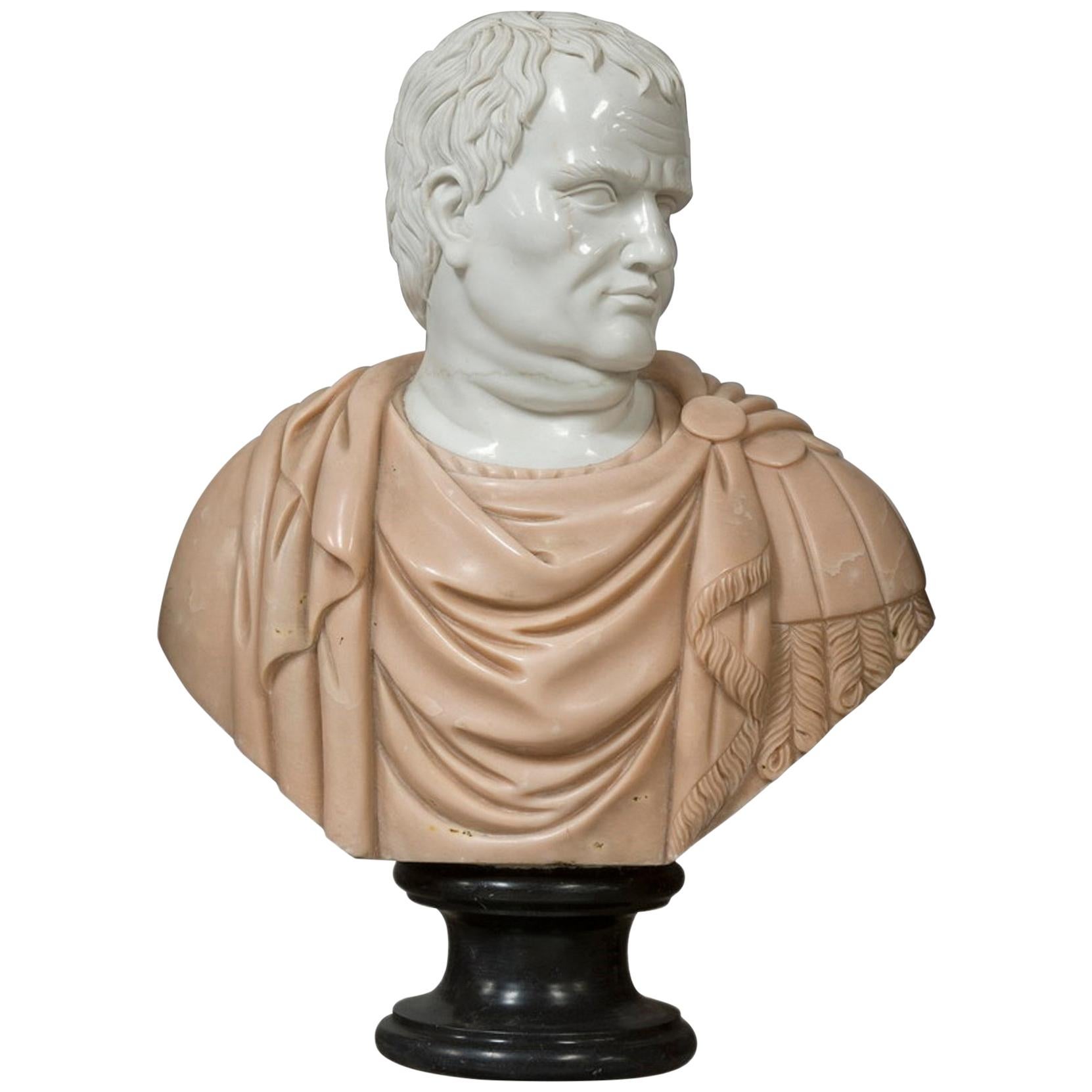 Sculpture en marbre inspirée des portraits de bustes de l'Empire romain en vente