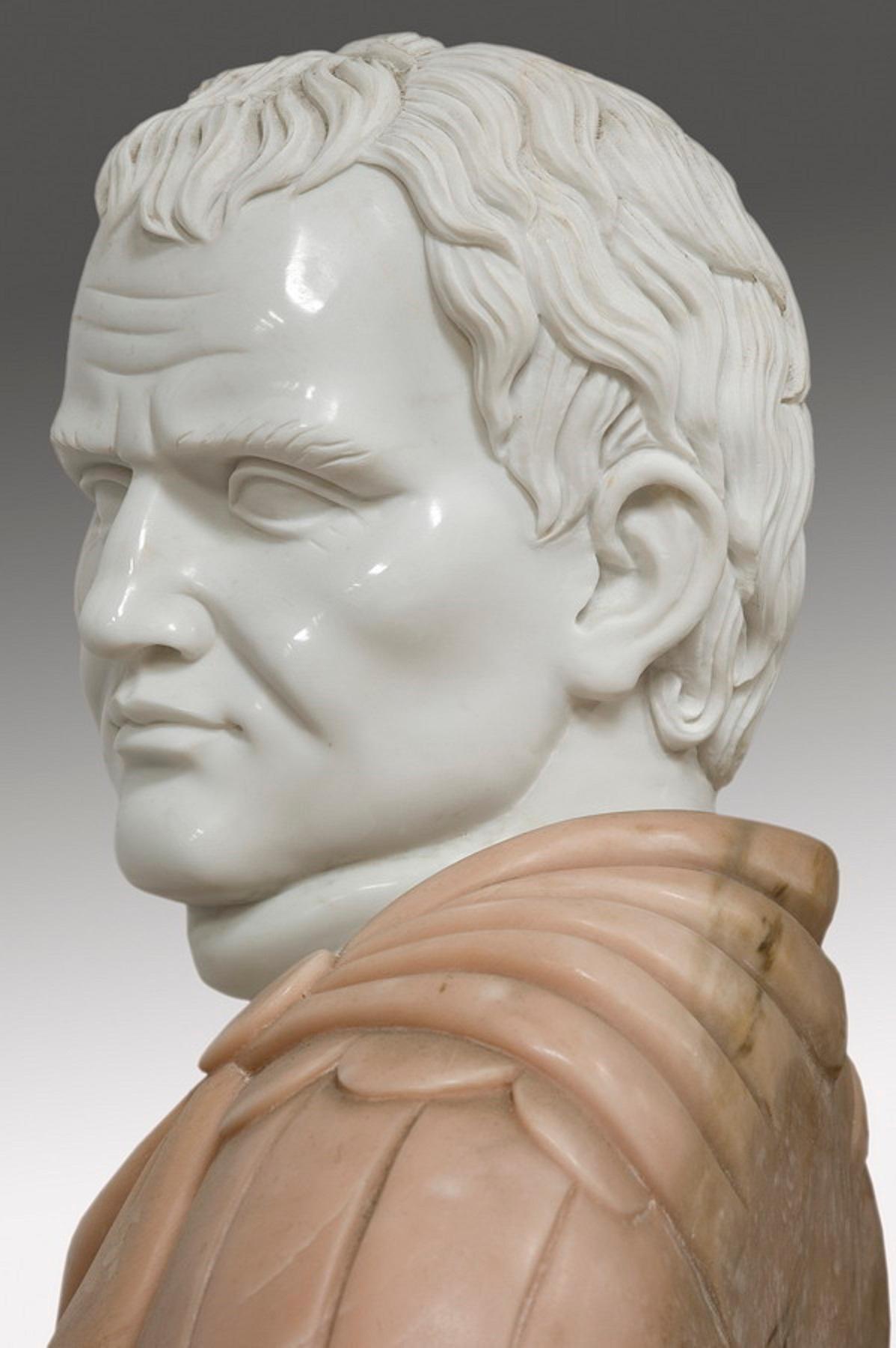 Inconnu Sculpture en marbre inspirée des portraits de bustes de l'Empire romain en vente