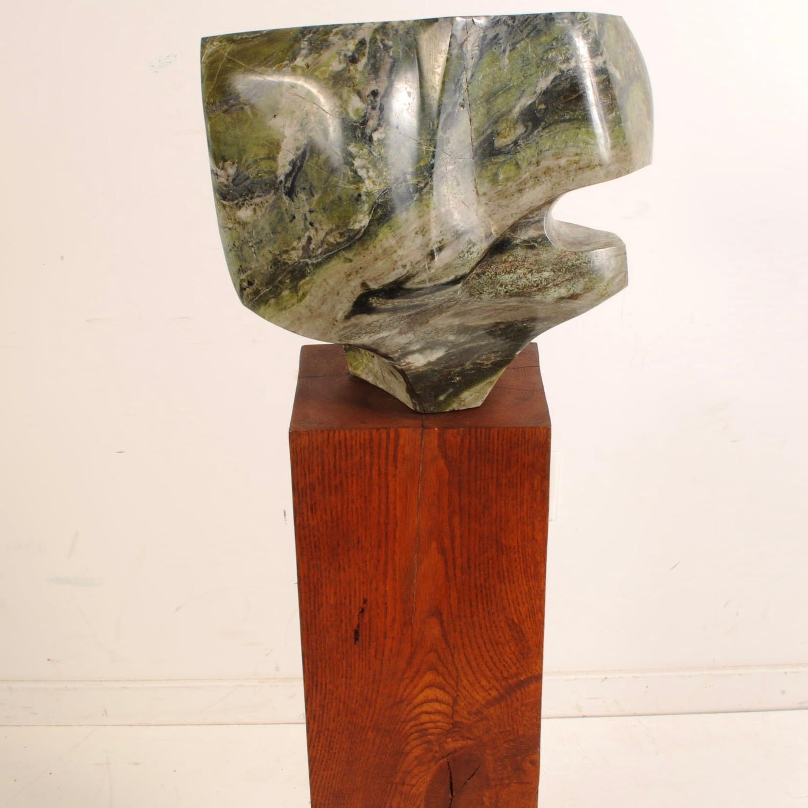 Marble Sculpture Mounted on Pedestal by Norma Flanagan 2