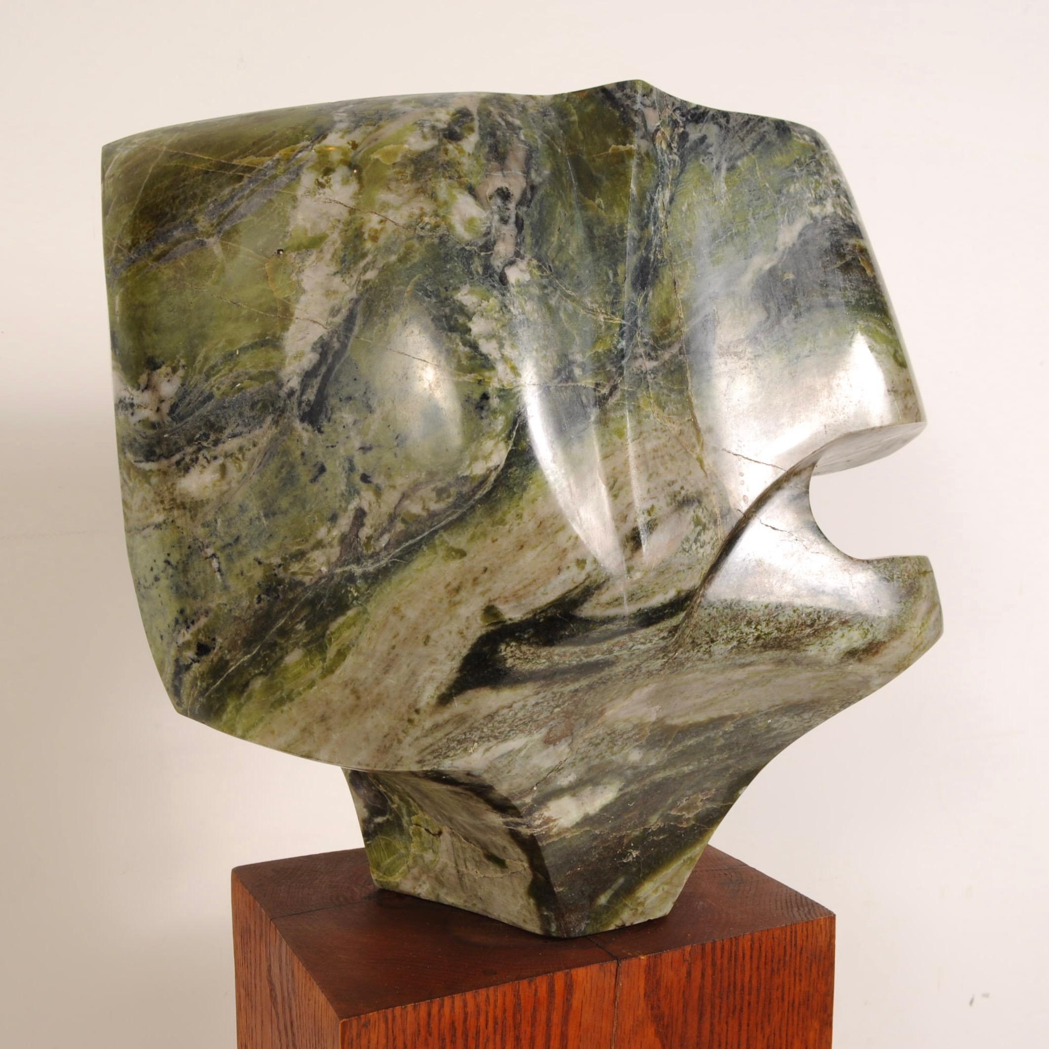 This sculpture was in a private collection and was purchased in the early 1990s. This sculpture by artist Norma Flanagan is a rare example; she concentrated largely on encaustic painting and occasionally jewelry design. She has been a long time