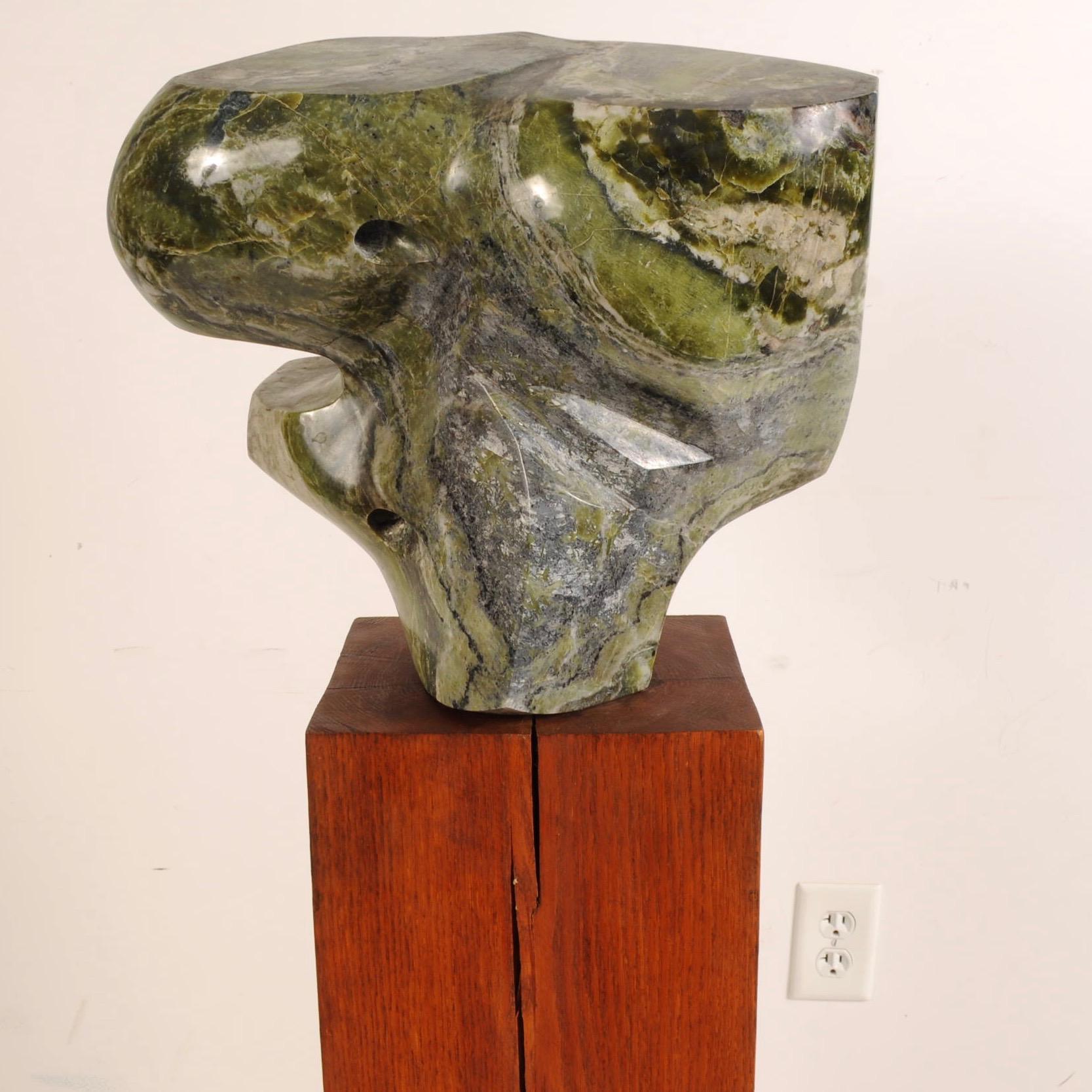 American Marble Sculpture Mounted on Pedestal by Norma Flanagan