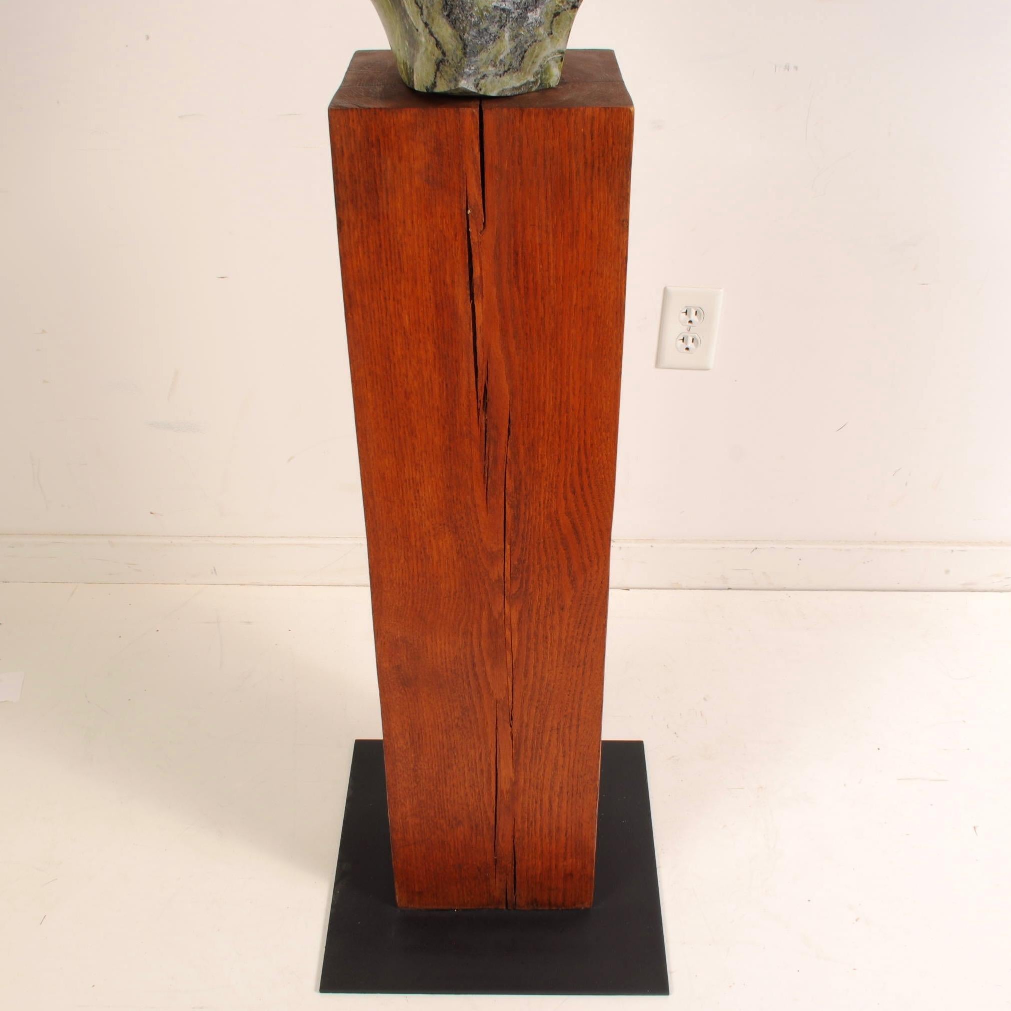 Marble Sculpture Mounted on Pedestal by Norma Flanagan In Good Condition In New London, CT