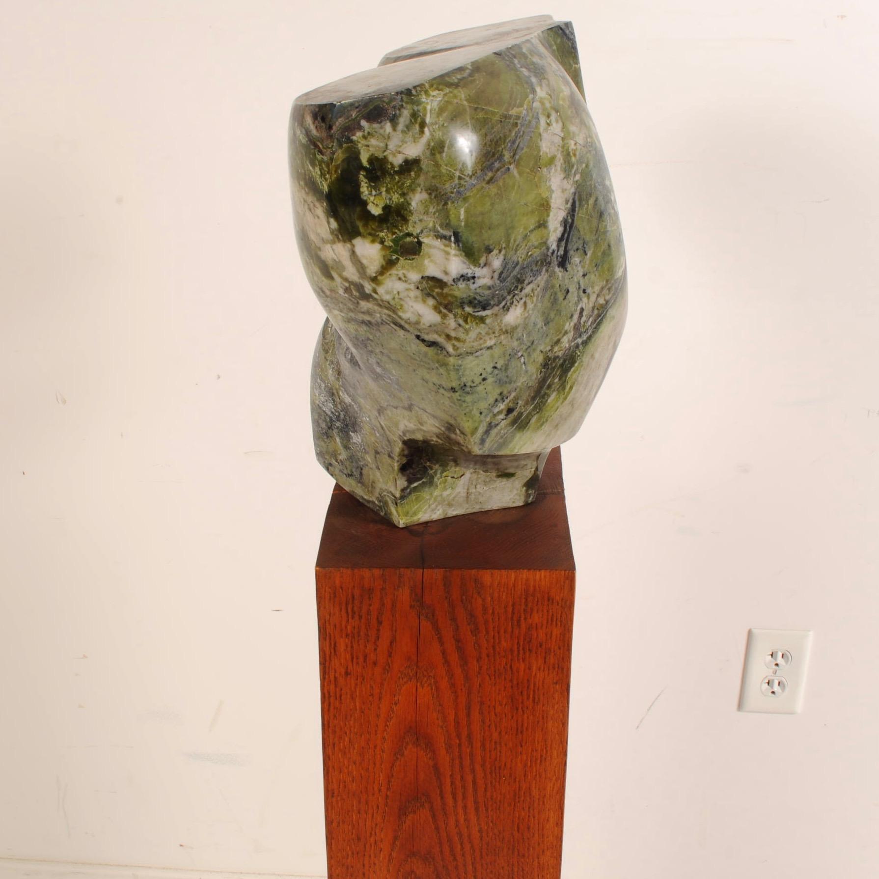20th Century Marble Sculpture Mounted on Pedestal by Norma Flanagan