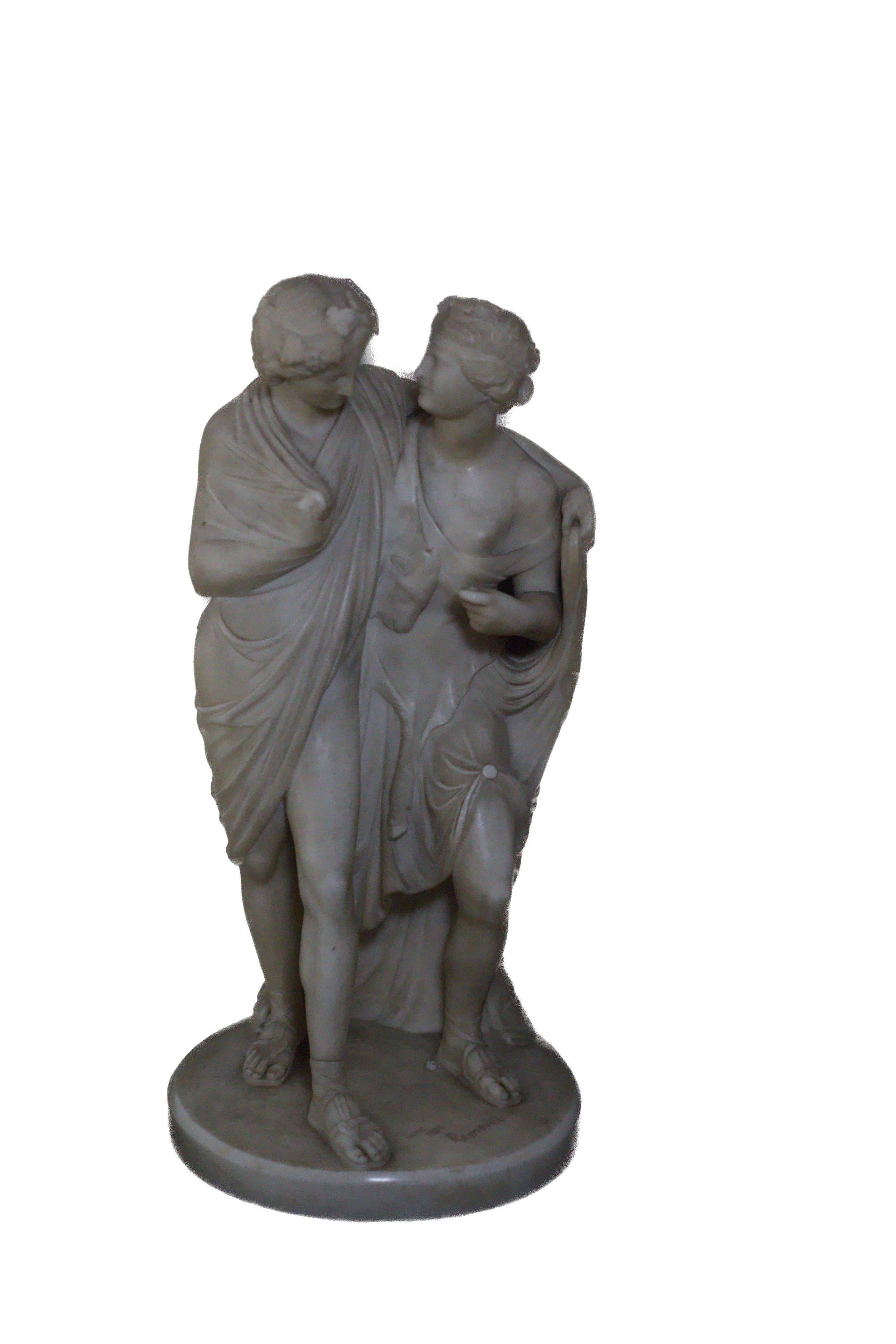 Francese Scultura in marmo di una coppia firmata Rayneval in vendita