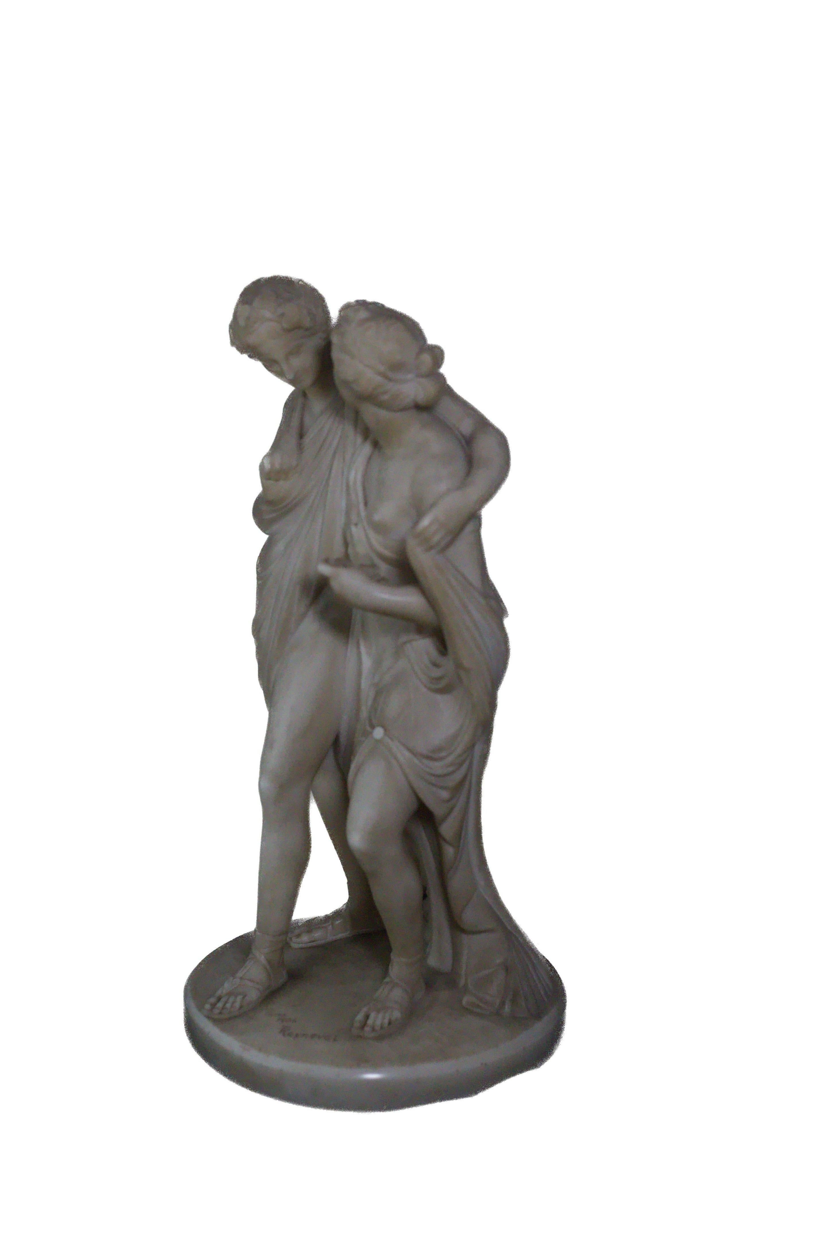 Scultura in marmo di una coppia firmata Rayneval in vendita 1