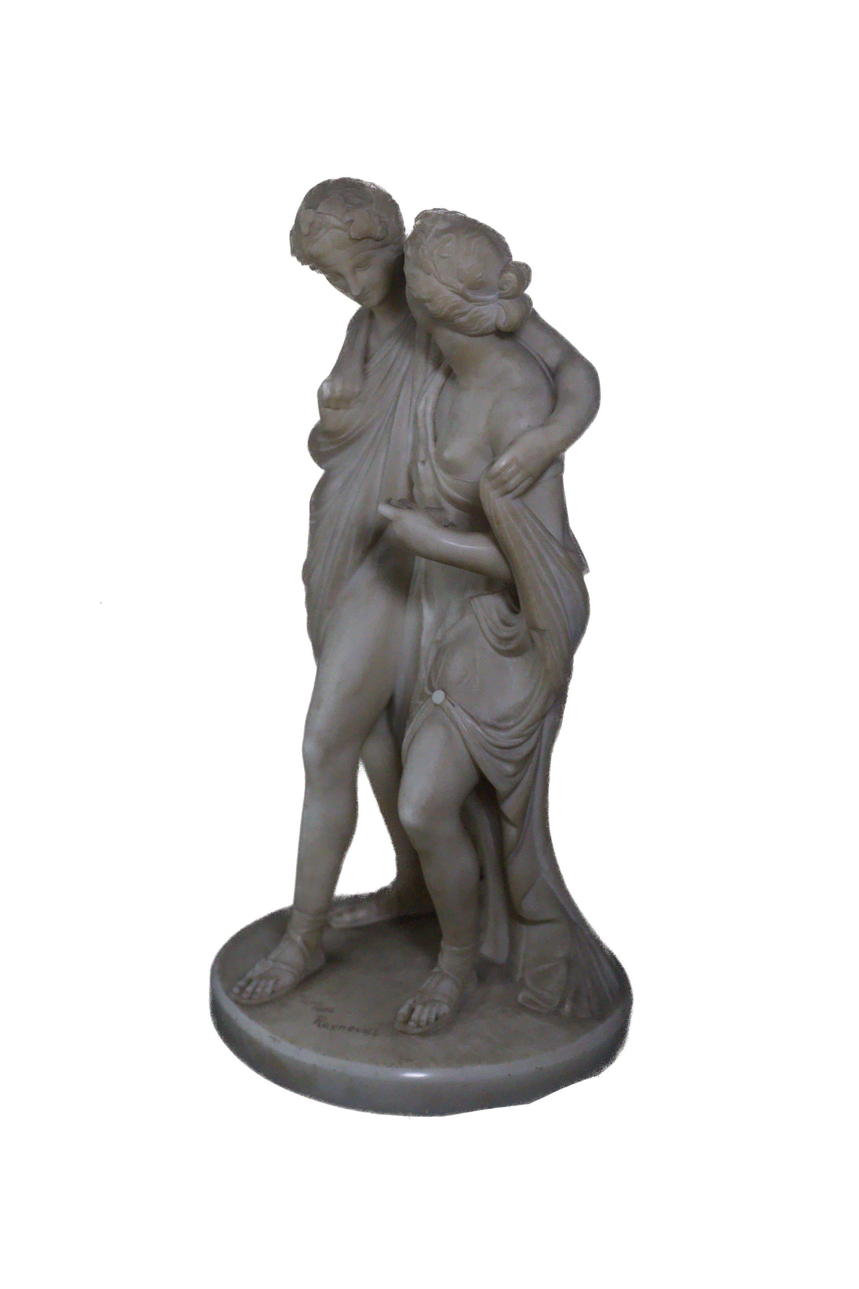 Scultura in marmo di una coppia firmata Rayneval in vendita 2