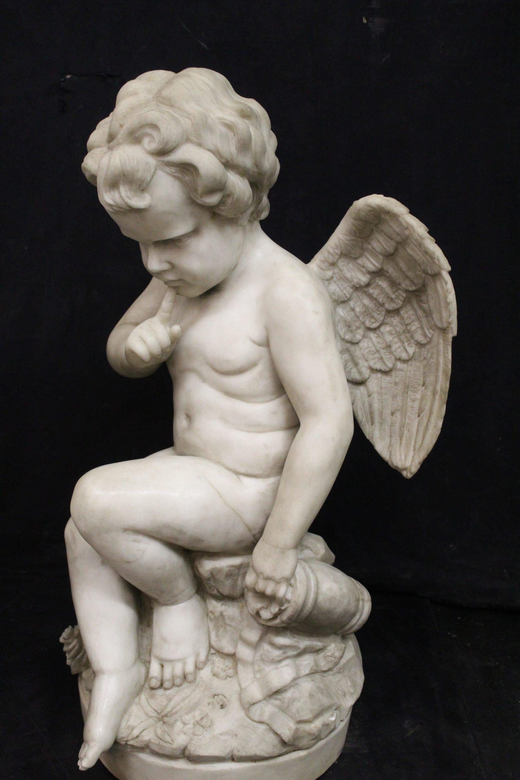 Scultura in marmo di un angelo In condizioni buone in vendita a Rome, IT