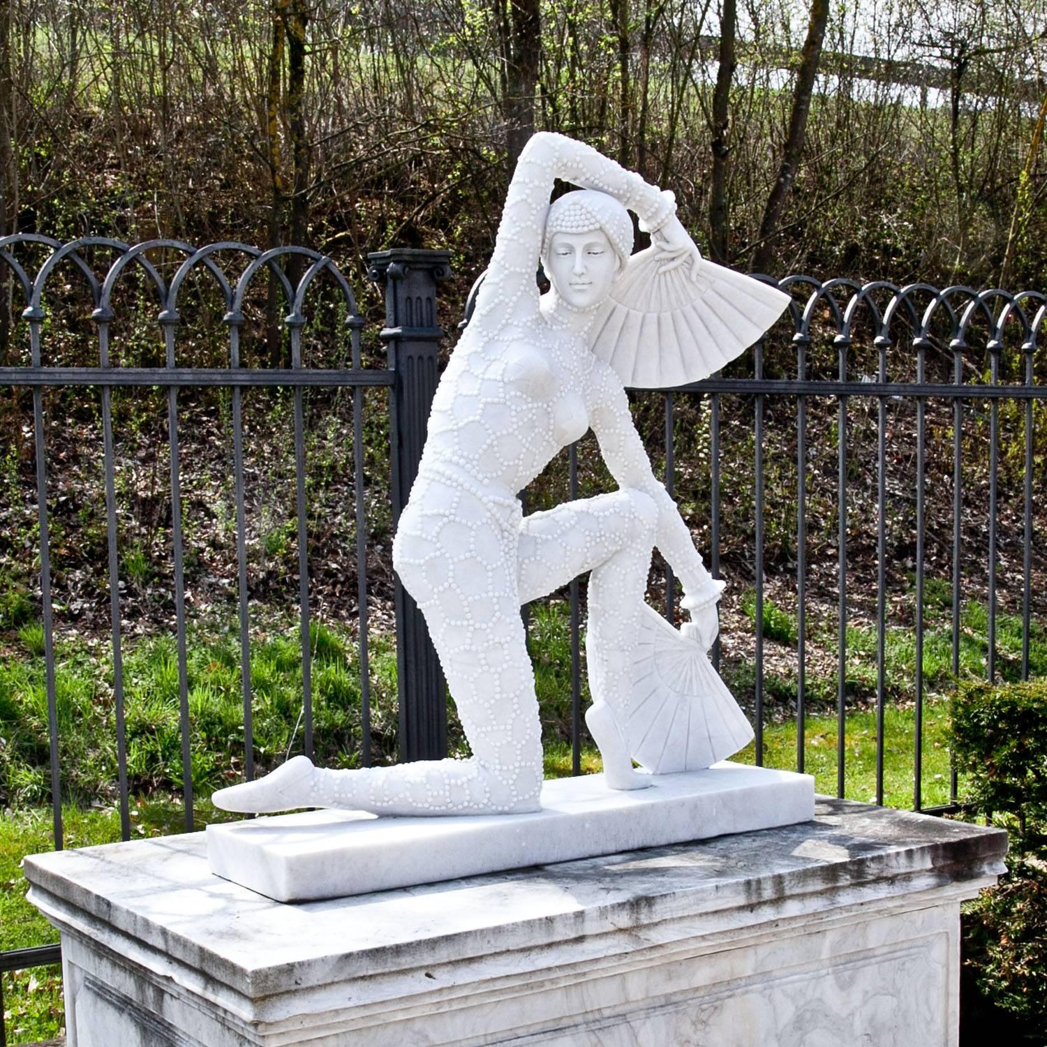 Contemporary Marble Sculpture of an Art Deco-Style Dancer, 21st Century