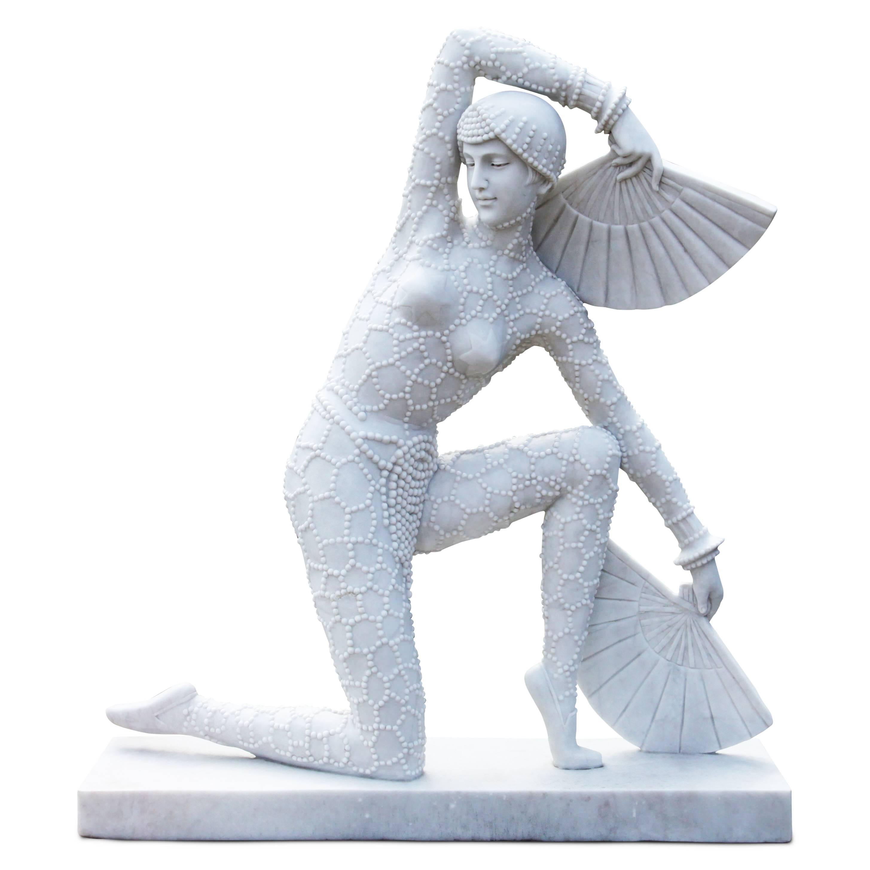 Marble Sculpture of an Art Deco-Style Dancer, 21st Century