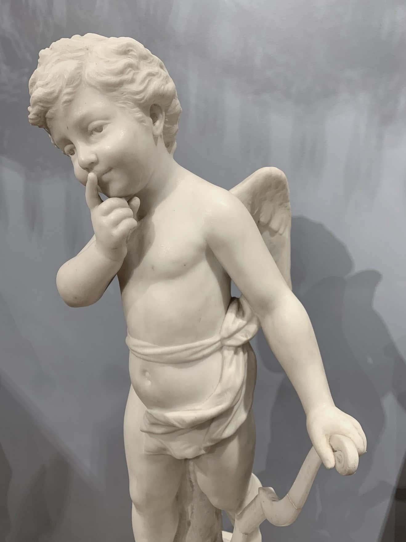 Cupid Holding a Bow
by French Sculptor Joseph-Charles Marin (1759-1834)
White Marble, signed and dated 1784 

Provenance: Carl Singer, from the Estate of Charles Hitchcock Tyler, Beverly MA, deceased ca. 1932

NMA Inv. 5907