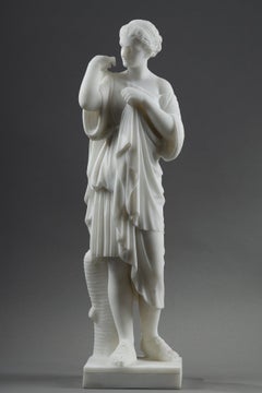 Marble Sculpture of Diane de Gabies, signed Pugi