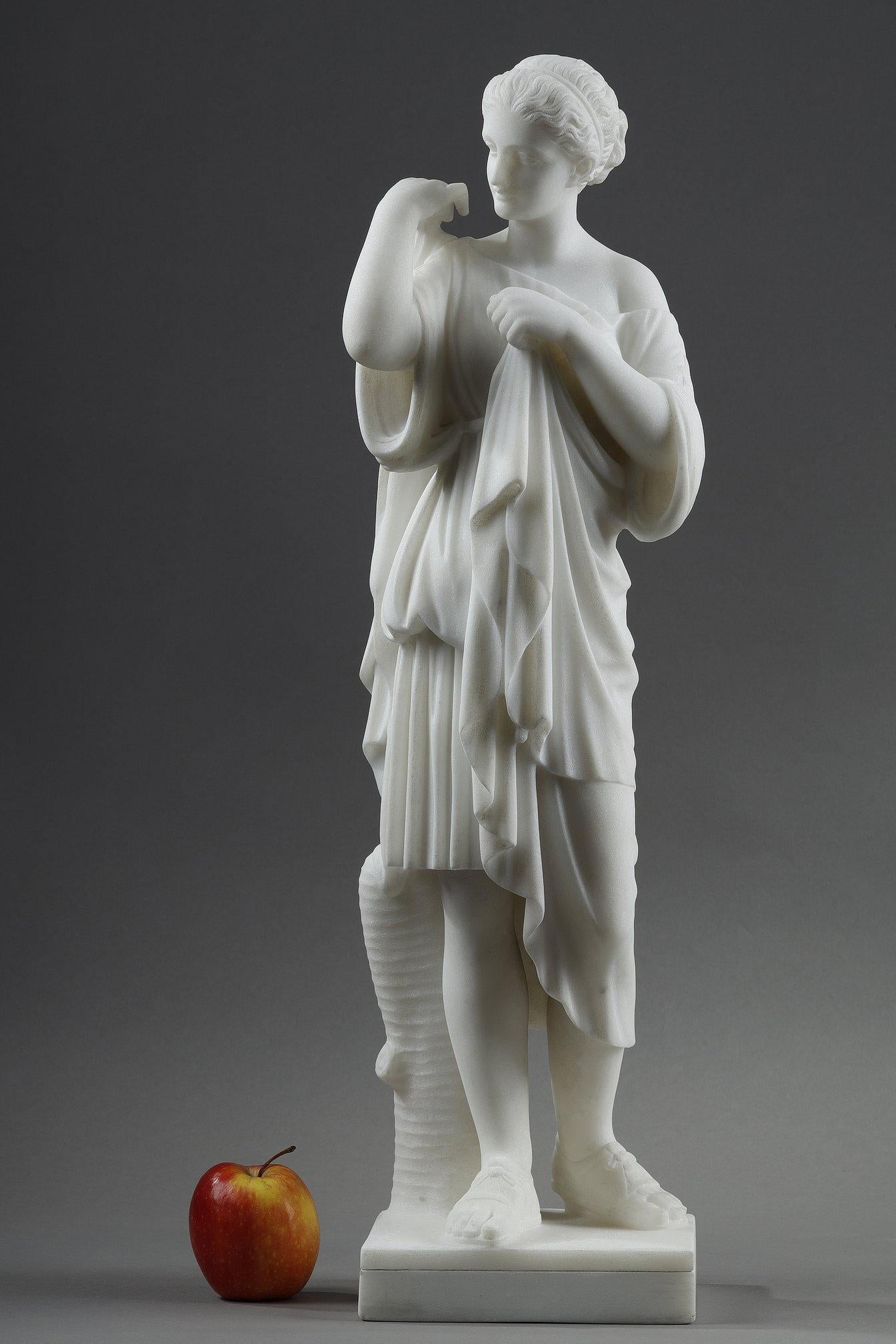 Italian Marble Sculpture of Diane de Gabies, signed Pugi For Sale