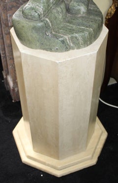 Marble Sculpture of Grape Seller Figure on Pedestal