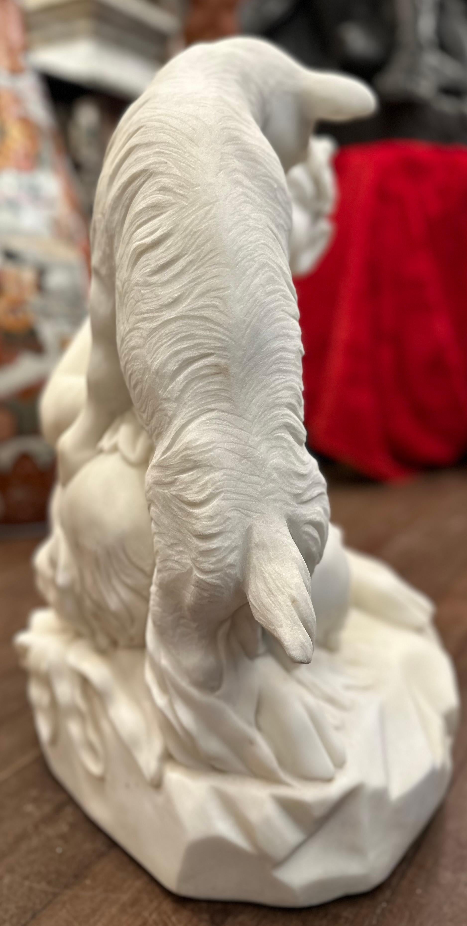 Carved Marble Sculpture of Pan With a Goat For Sale