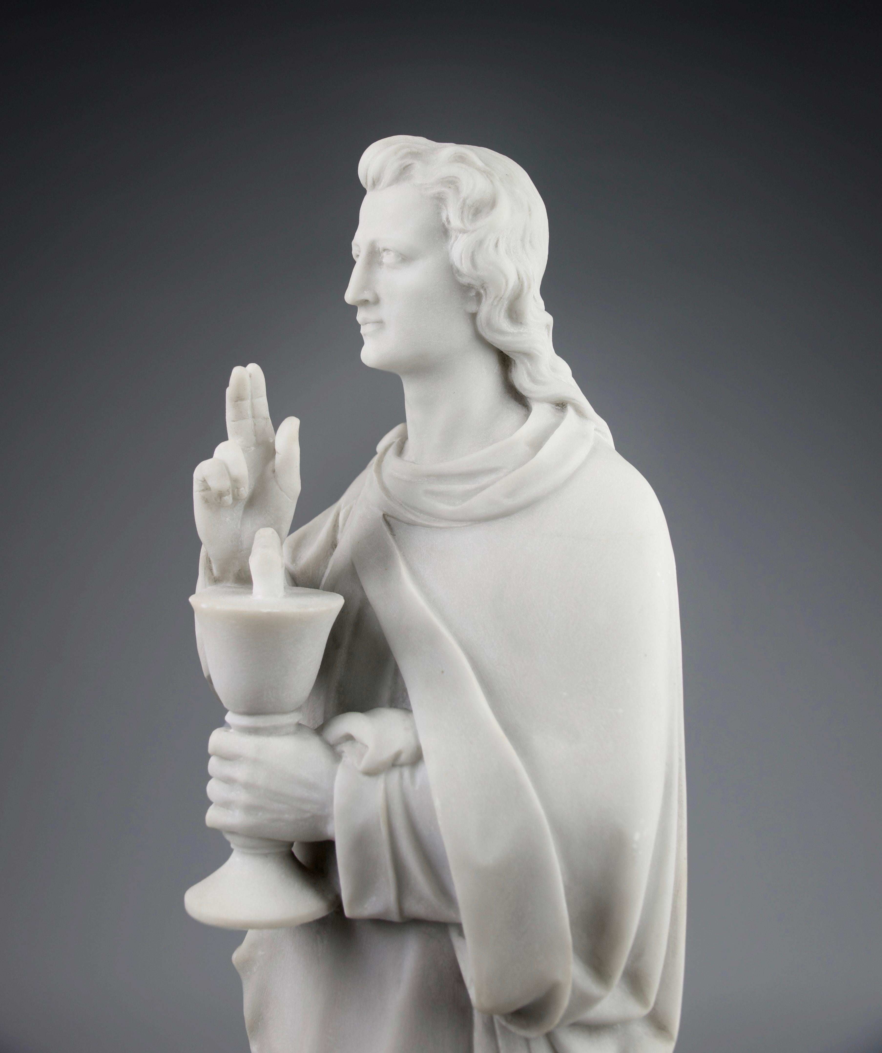 Marble Sculpture of Saint John the Evangelist, France, 19th Century For Sale 5
