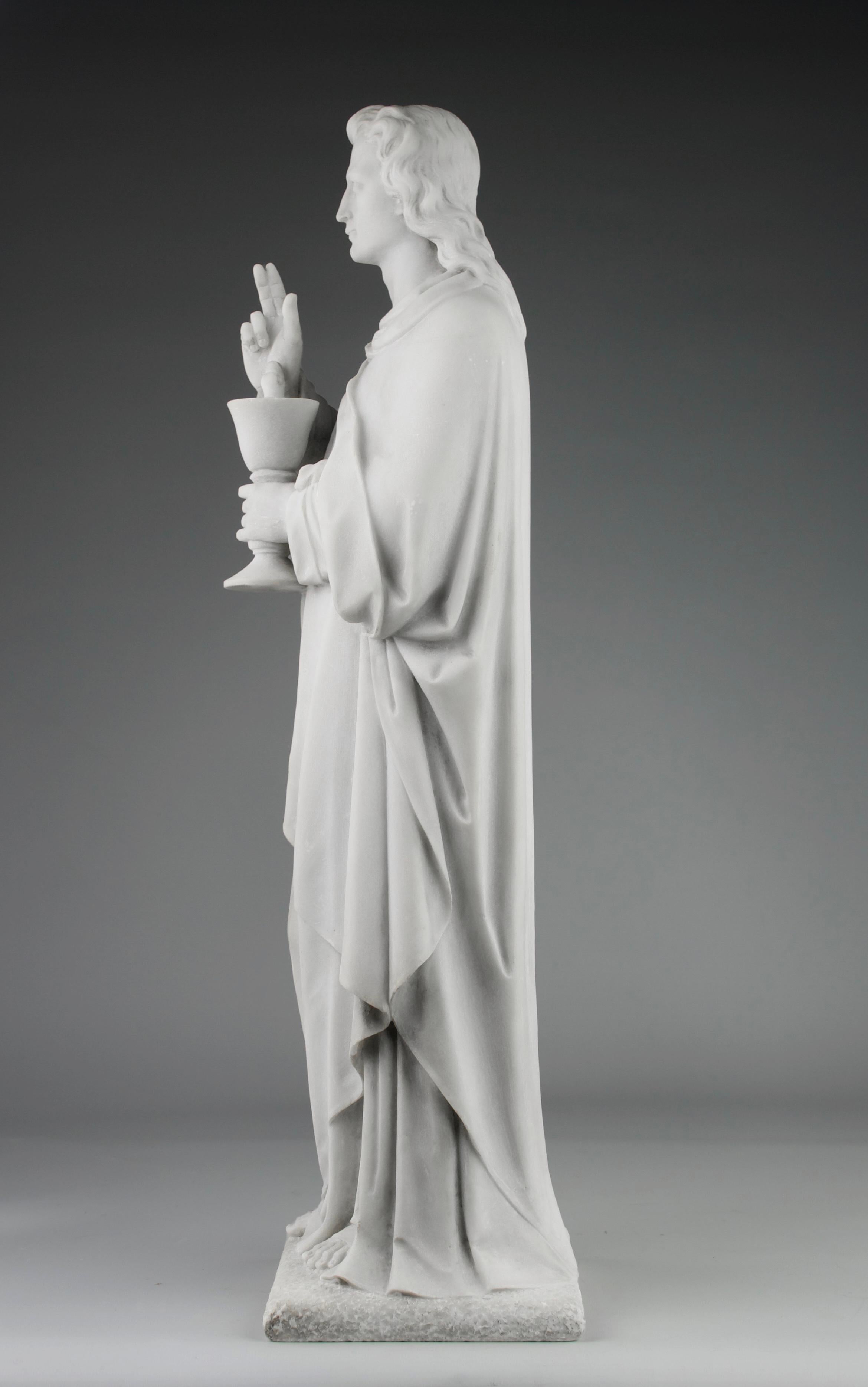 Marble Sculpture of Saint John the Evangelist, France, 19th Century For Sale 6