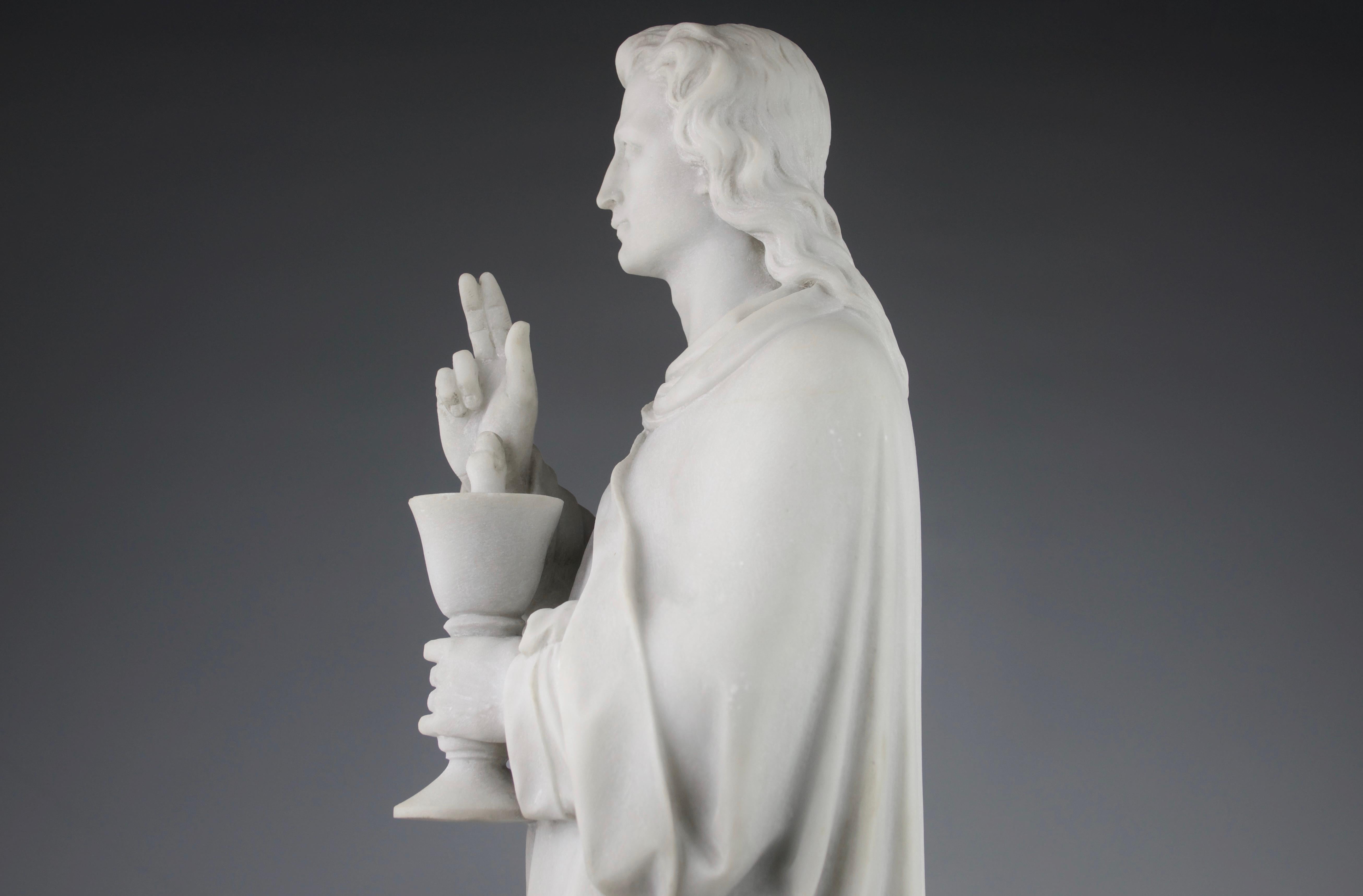 Marble Sculpture of Saint John the Evangelist, France, 19th Century For Sale 7