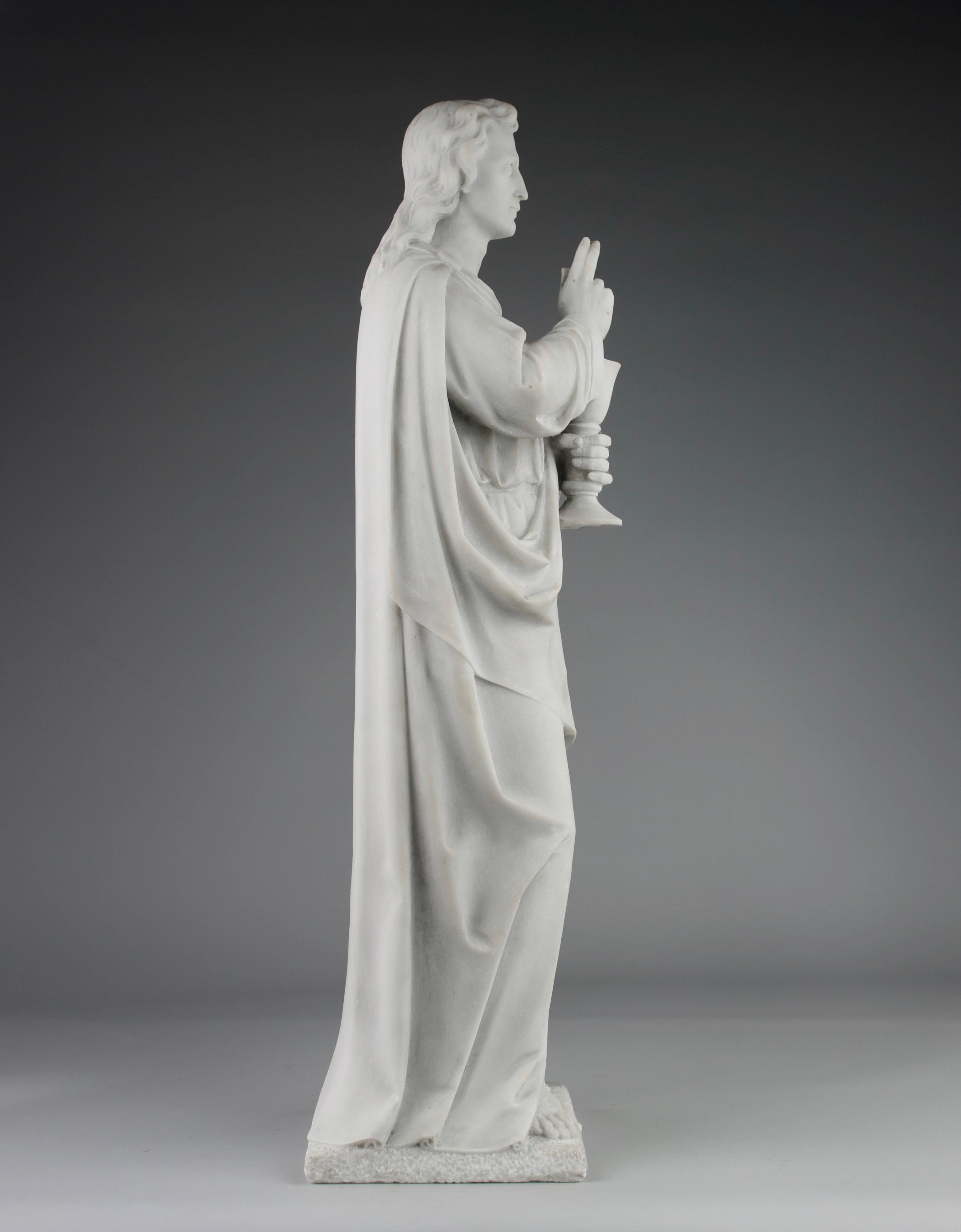 Marble Sculpture of Saint John the Evangelist, France, 19th Century For Sale 13