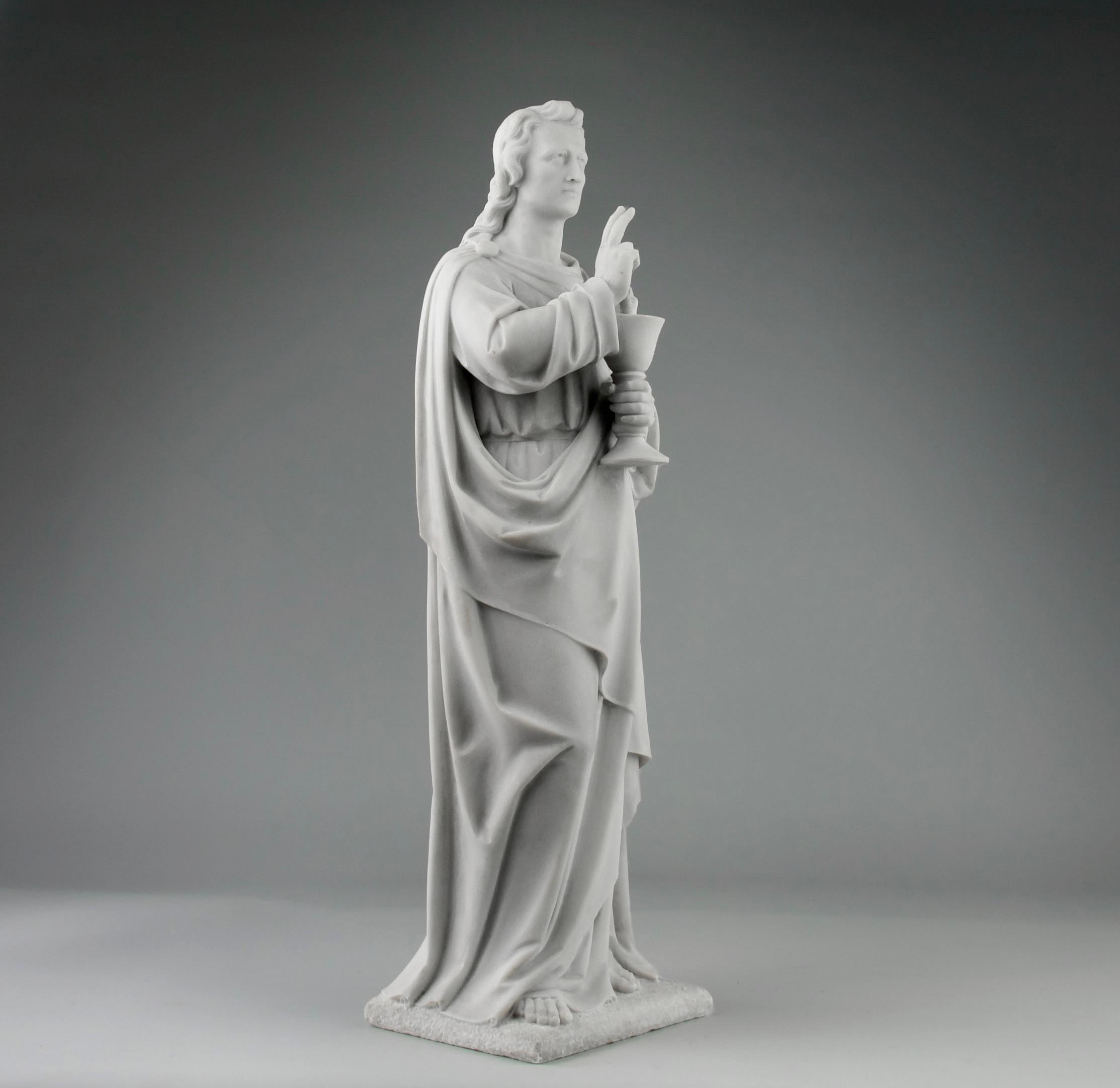 Marble Sculpture of Saint John the Evangelist, France, 19th Century For Sale 15