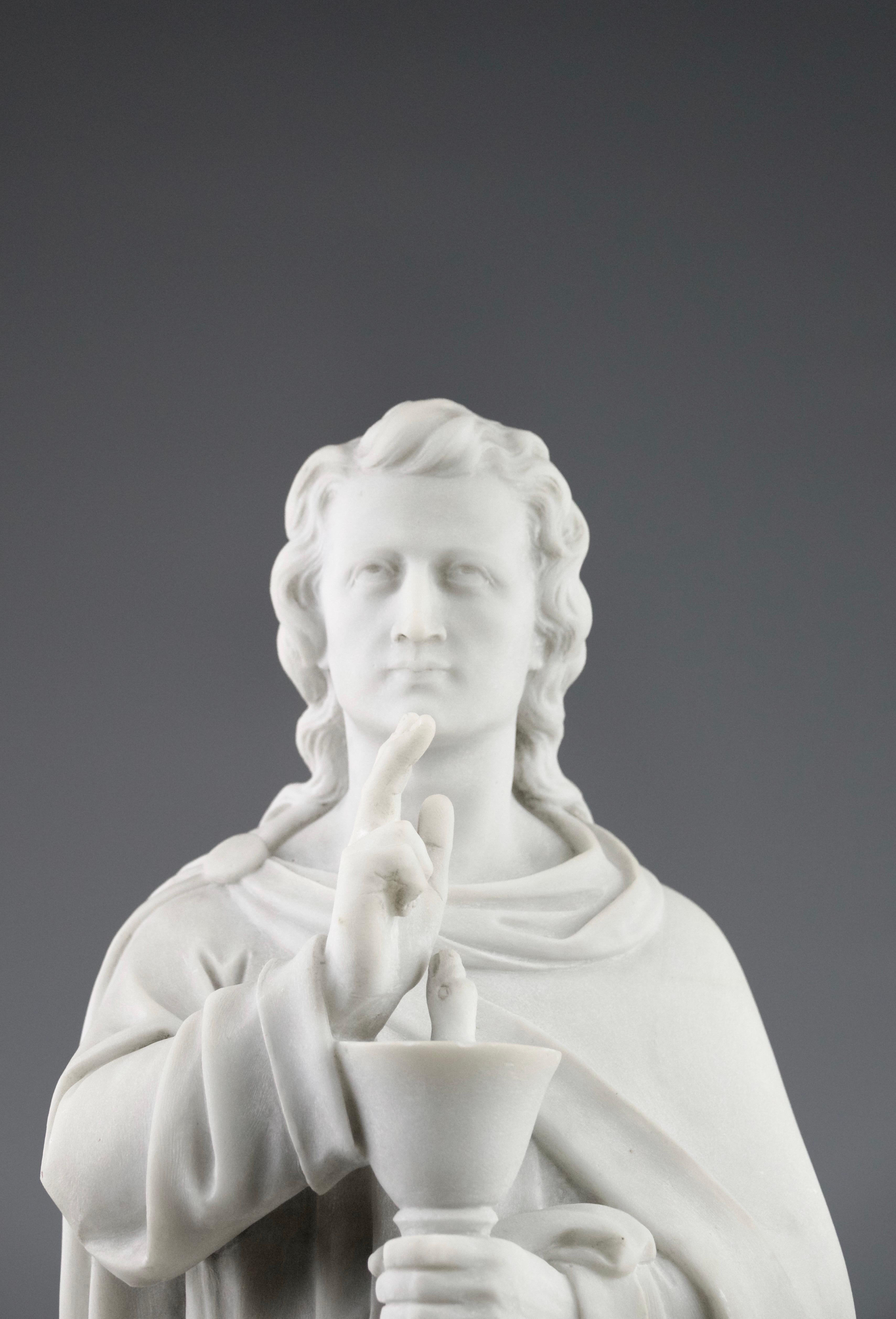 Marble Sculpture of Saint John the Evangelist, France, 19th Century For Sale 1
