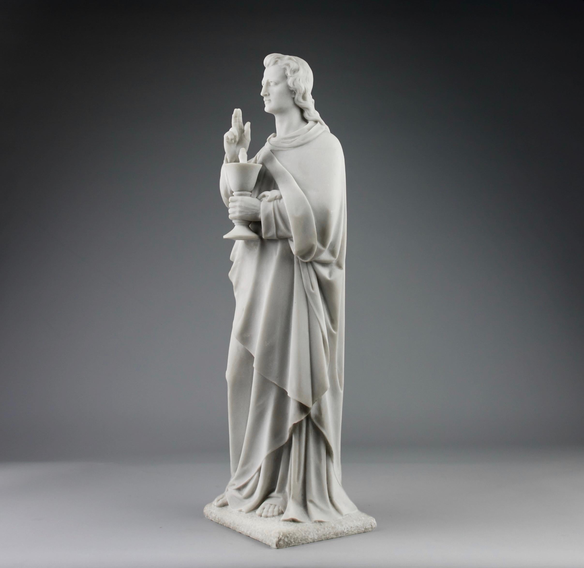 Marble Sculpture of Saint John the Evangelist, France, 19th Century For Sale 2