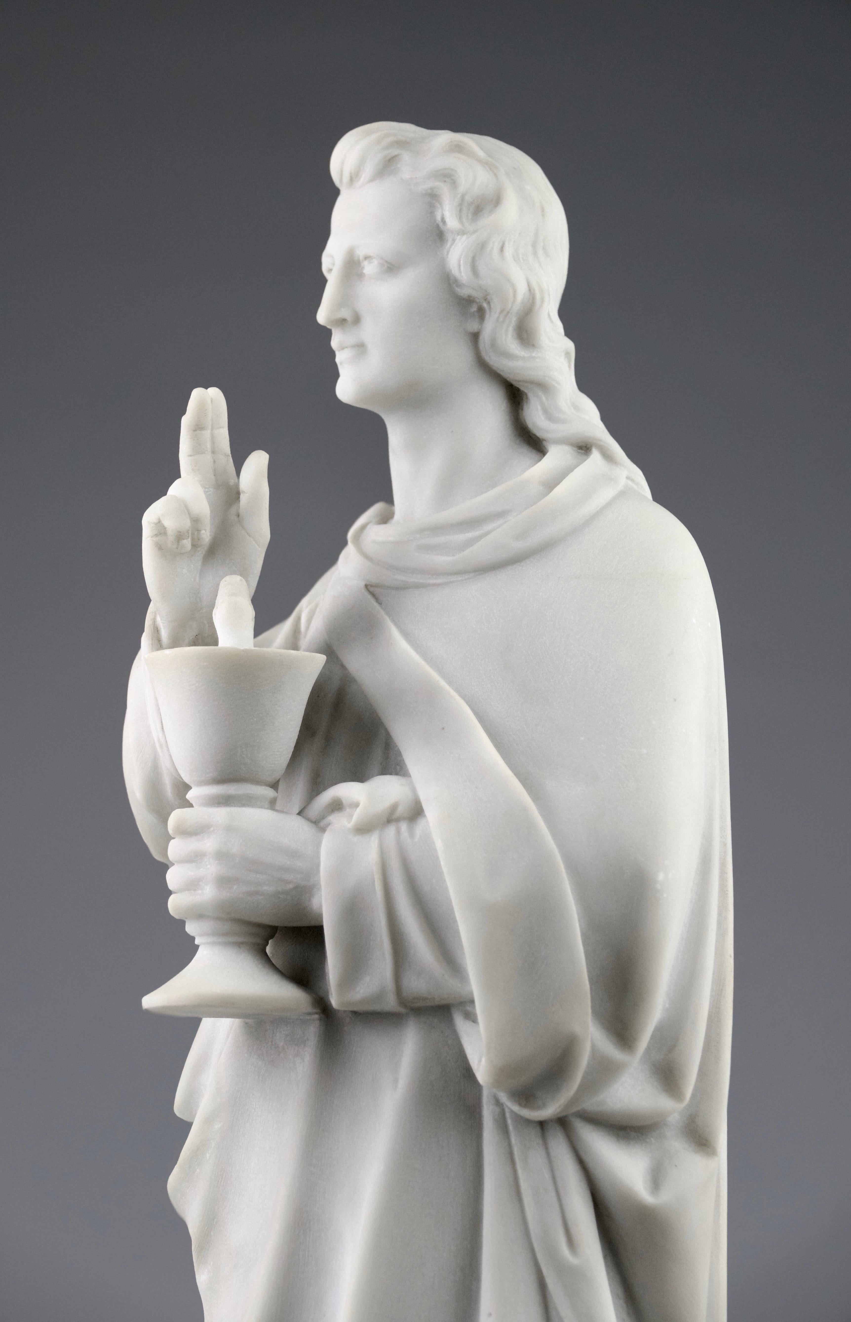 Marble Sculpture of Saint John the Evangelist, France, 19th Century For Sale 3
