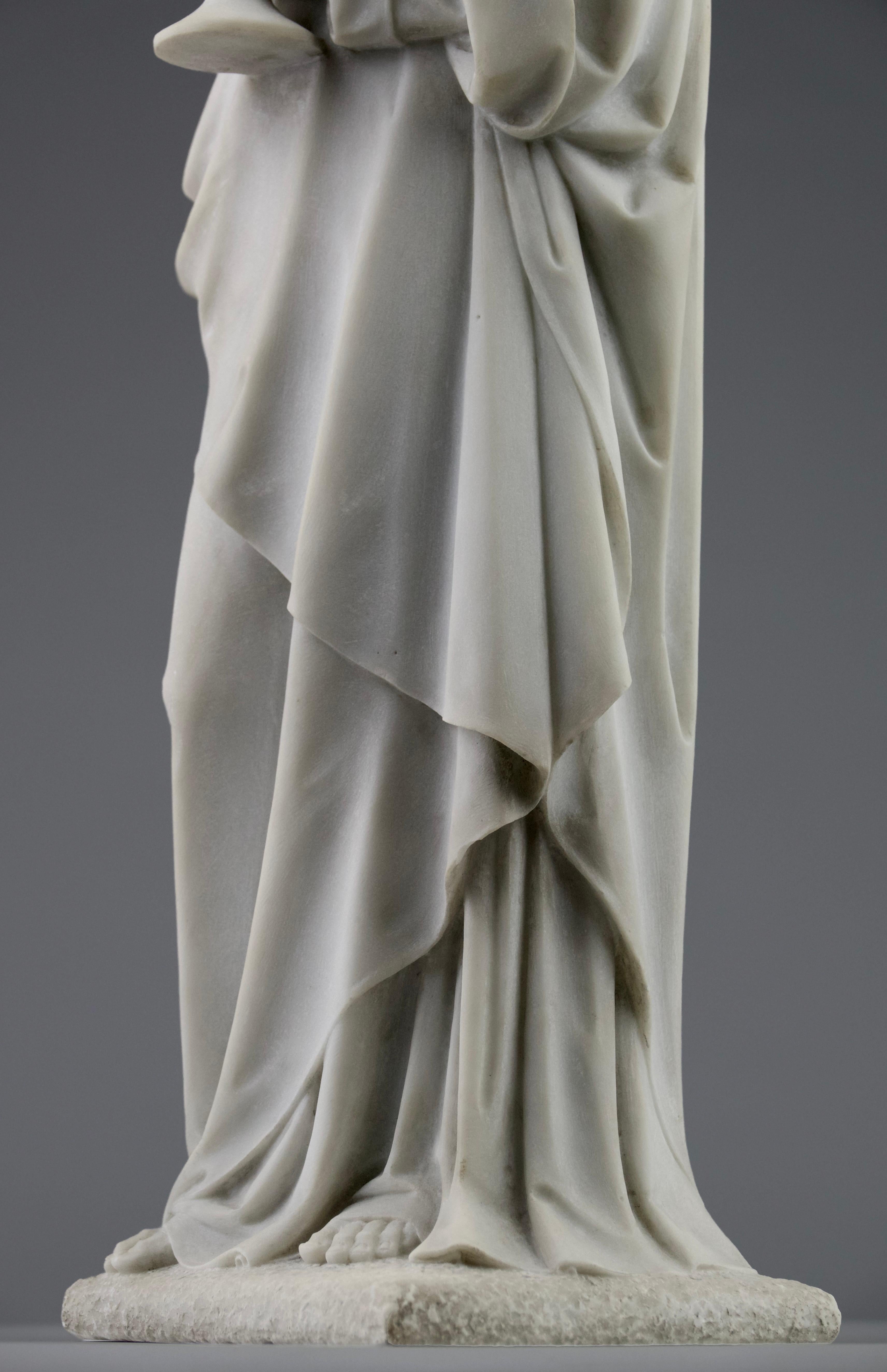 Marble Sculpture of Saint John the Evangelist, France, 19th Century For Sale 4