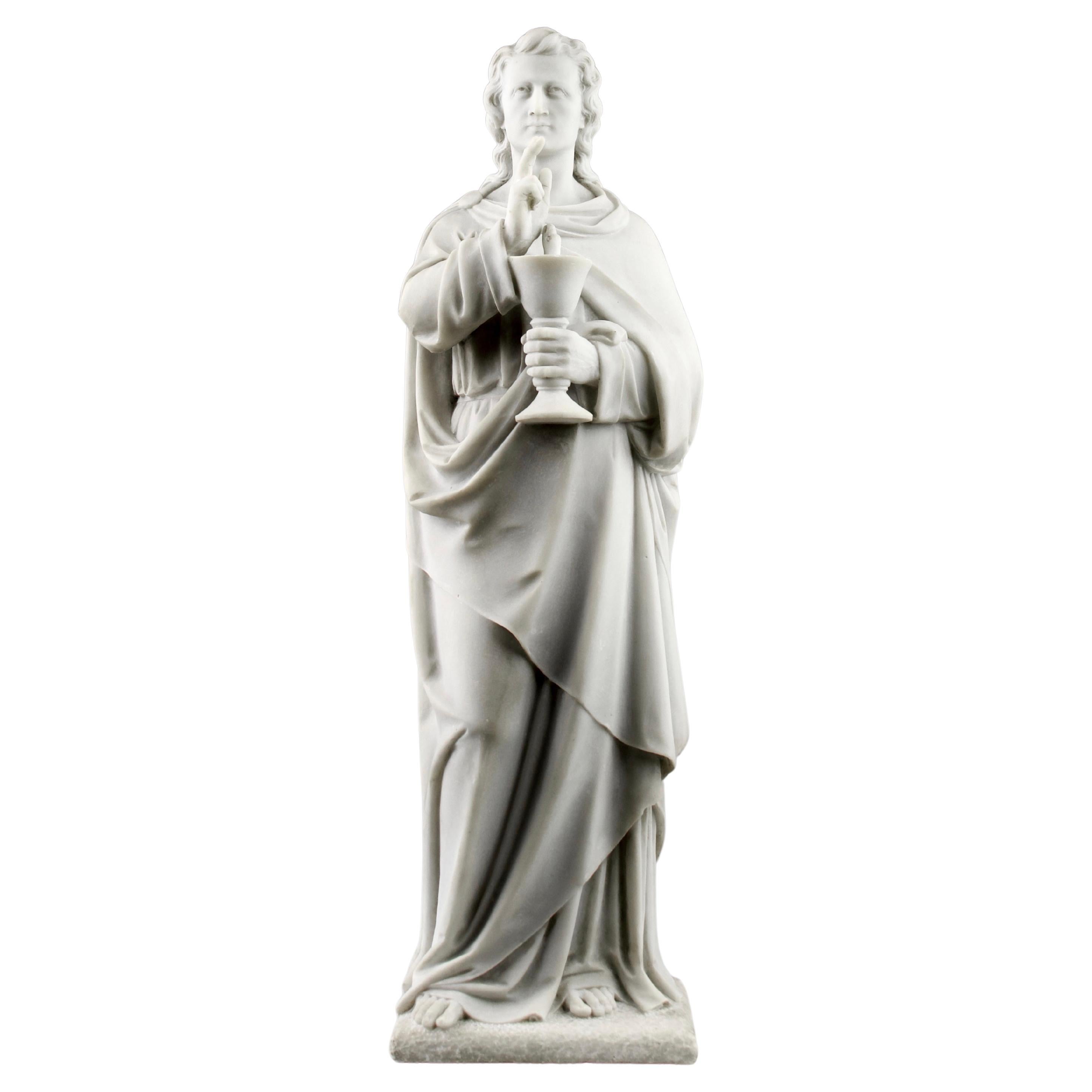 Marble Sculpture of Saint John the Evangelist, France, 19th Century For Sale