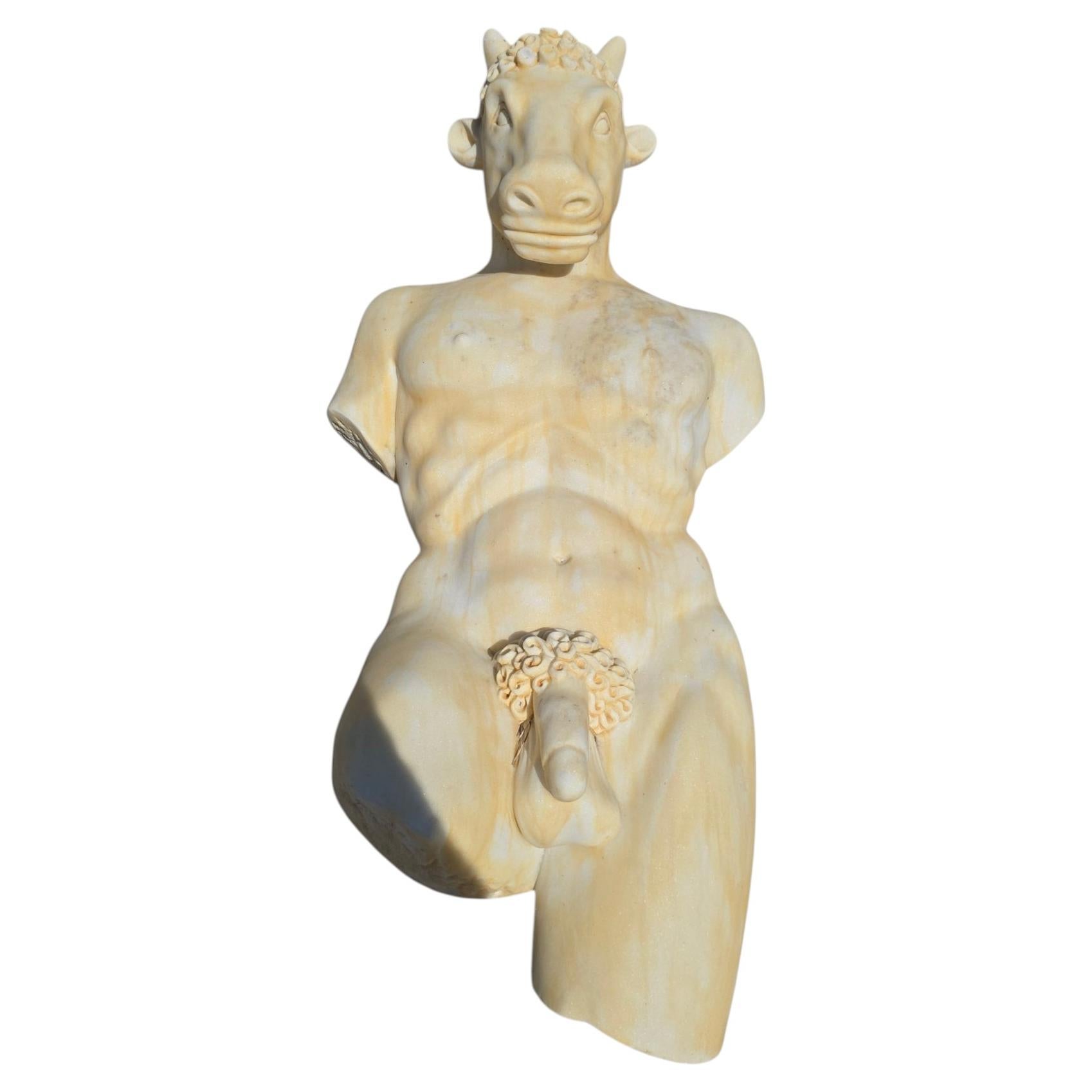 Marble Sculpture of the Minotaur from Greek Mythology