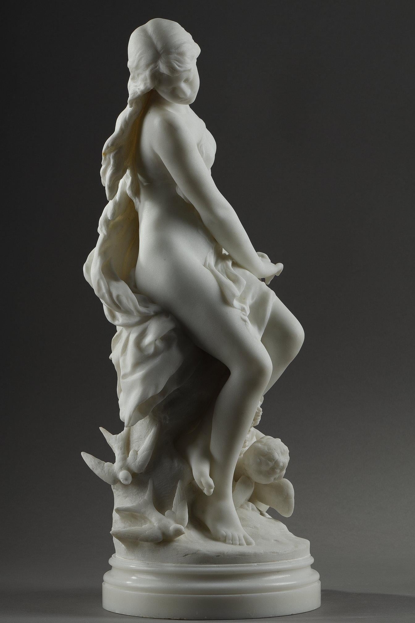 Marble Sculpture of Venus & Cupid by Mathurin Moreau For Sale 5