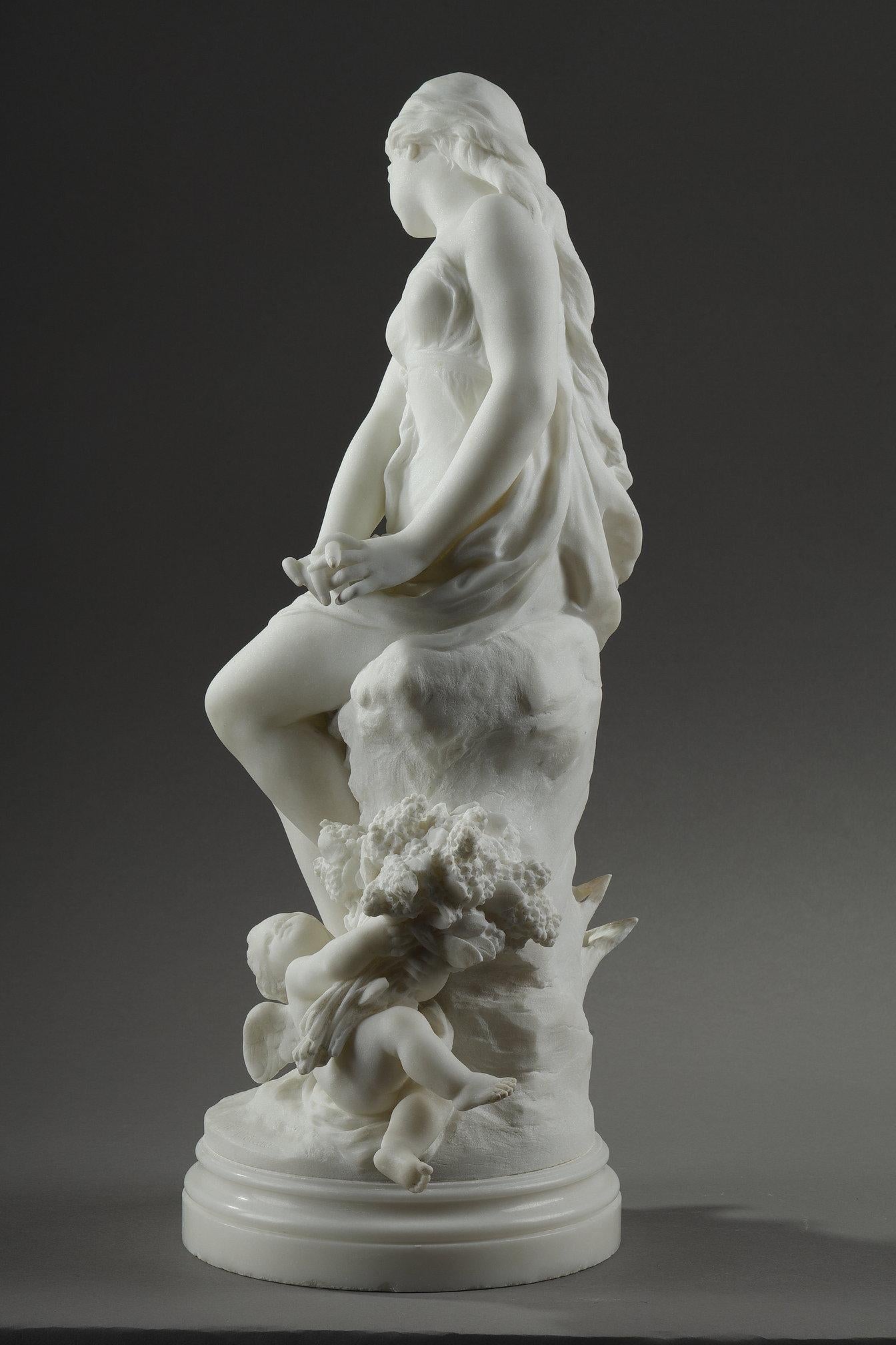 Marmorskulptur von Venus und Amor aus Marmor von Mathurin Moreau im Angebot 1
