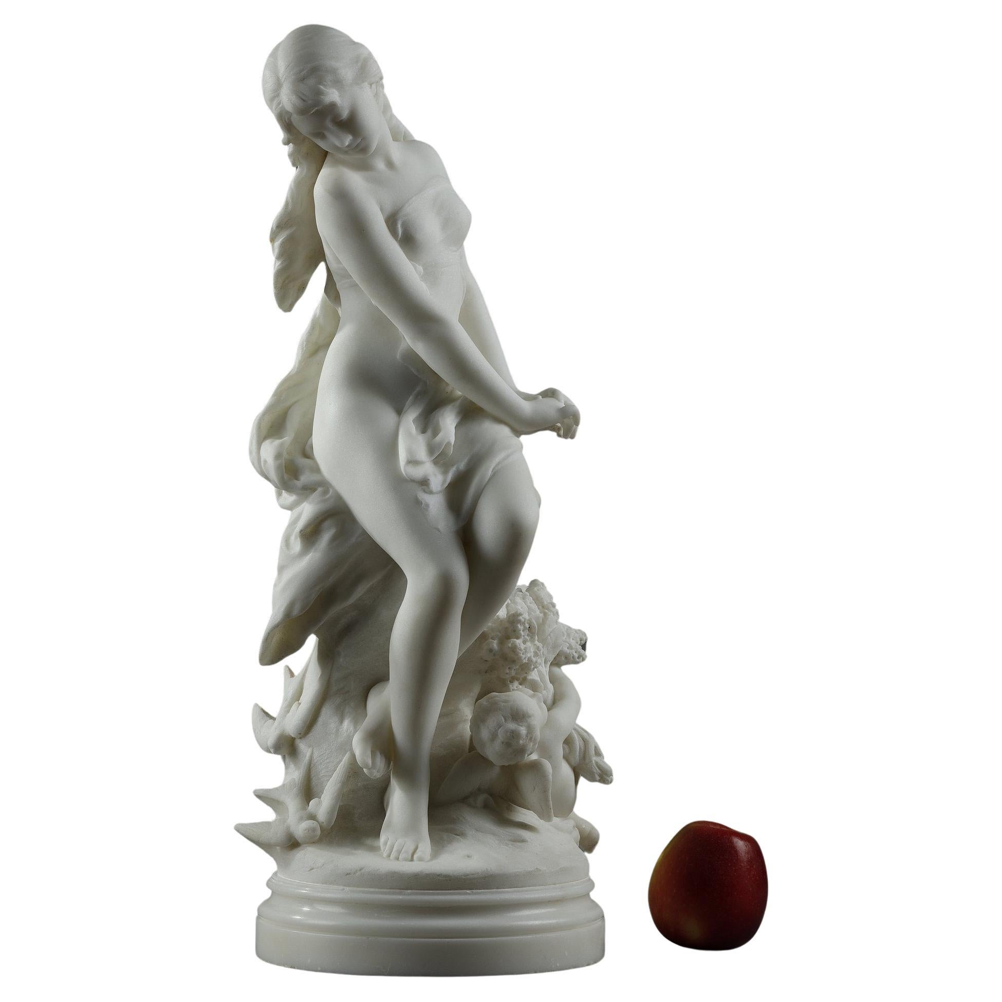 Marble Sculpture of Venus & Cupid by Mathurin Moreau For Sale