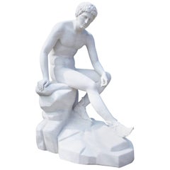 Marble Sculpture Resting Hermes by Lysippos, 21st Century