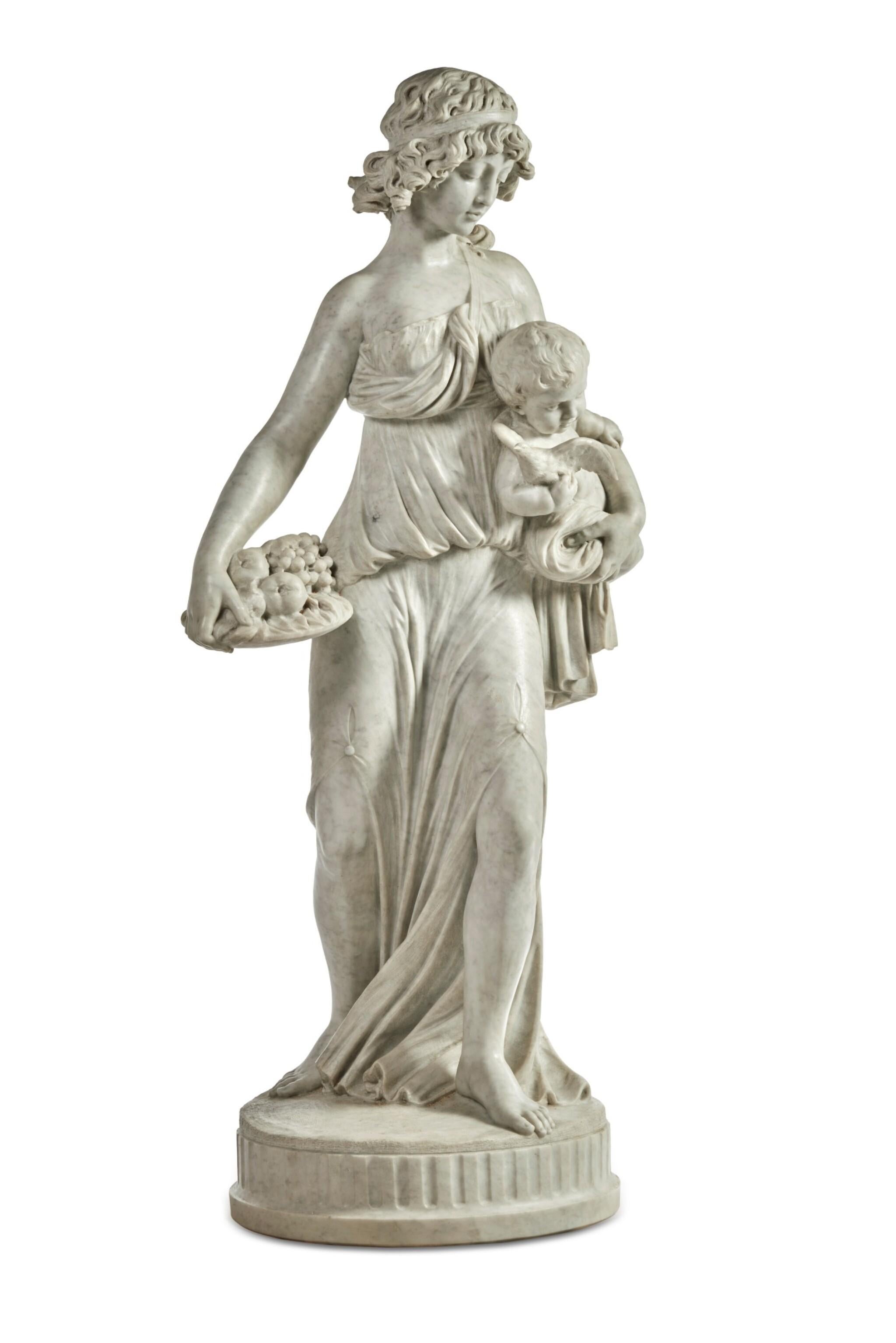Rococò Scultura in marmo firmata Clodion, Francia, XIX secolo in vendita