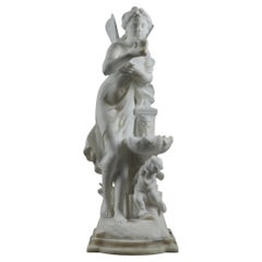 Marble sculpture signed Mathurin Moreau, "Nymphe à la Fontaine"