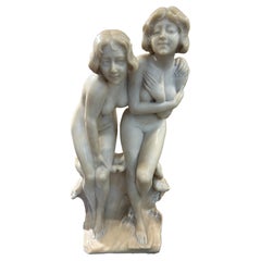 Sculpture en marbre "Les deux sœurs" par S.Bianchini, Florence, Italie