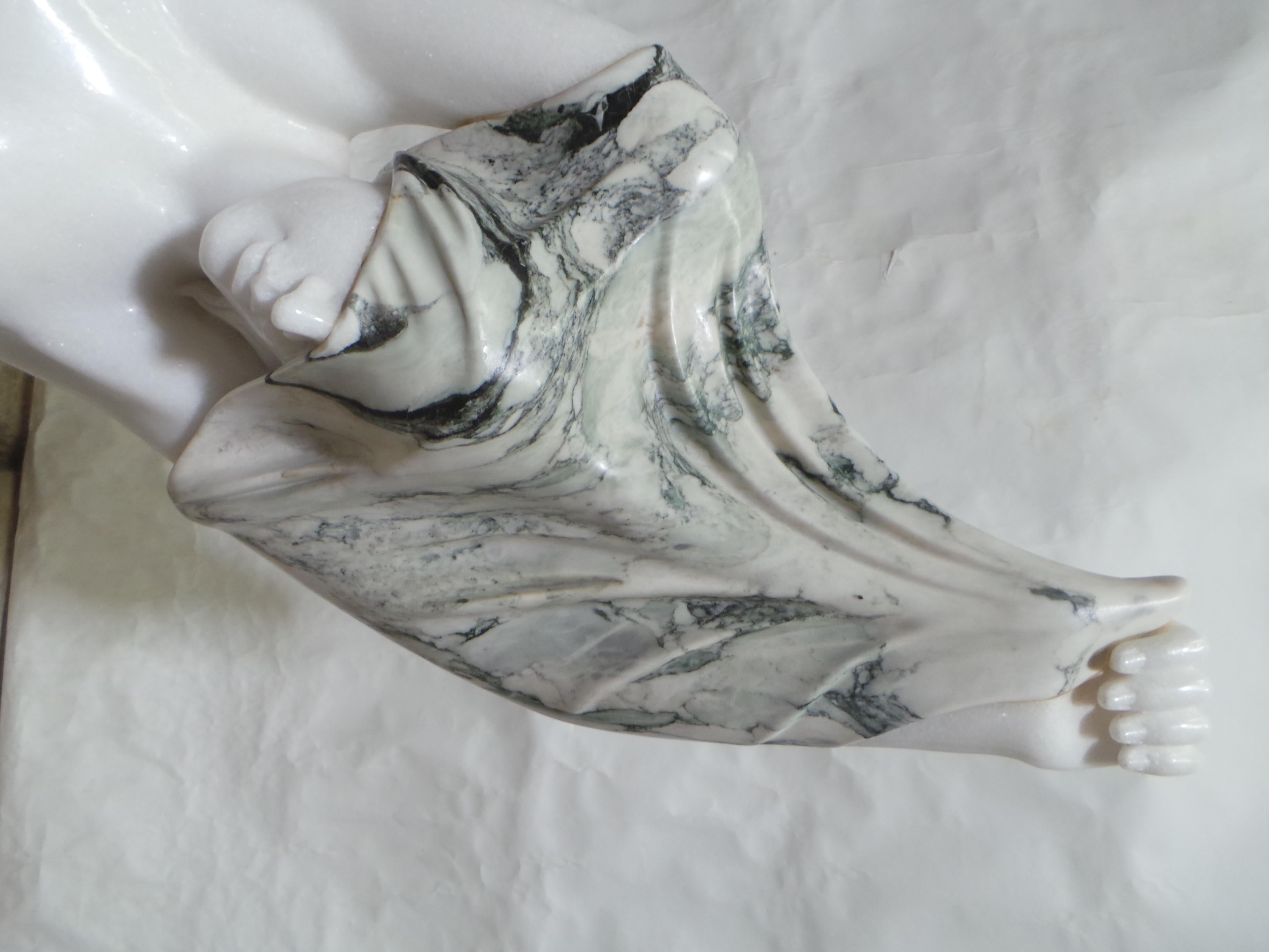 
This is a unique Marble Statue with a mix of White Marble and Verde Indio marble in the shape of a Beautiful Naked woman.