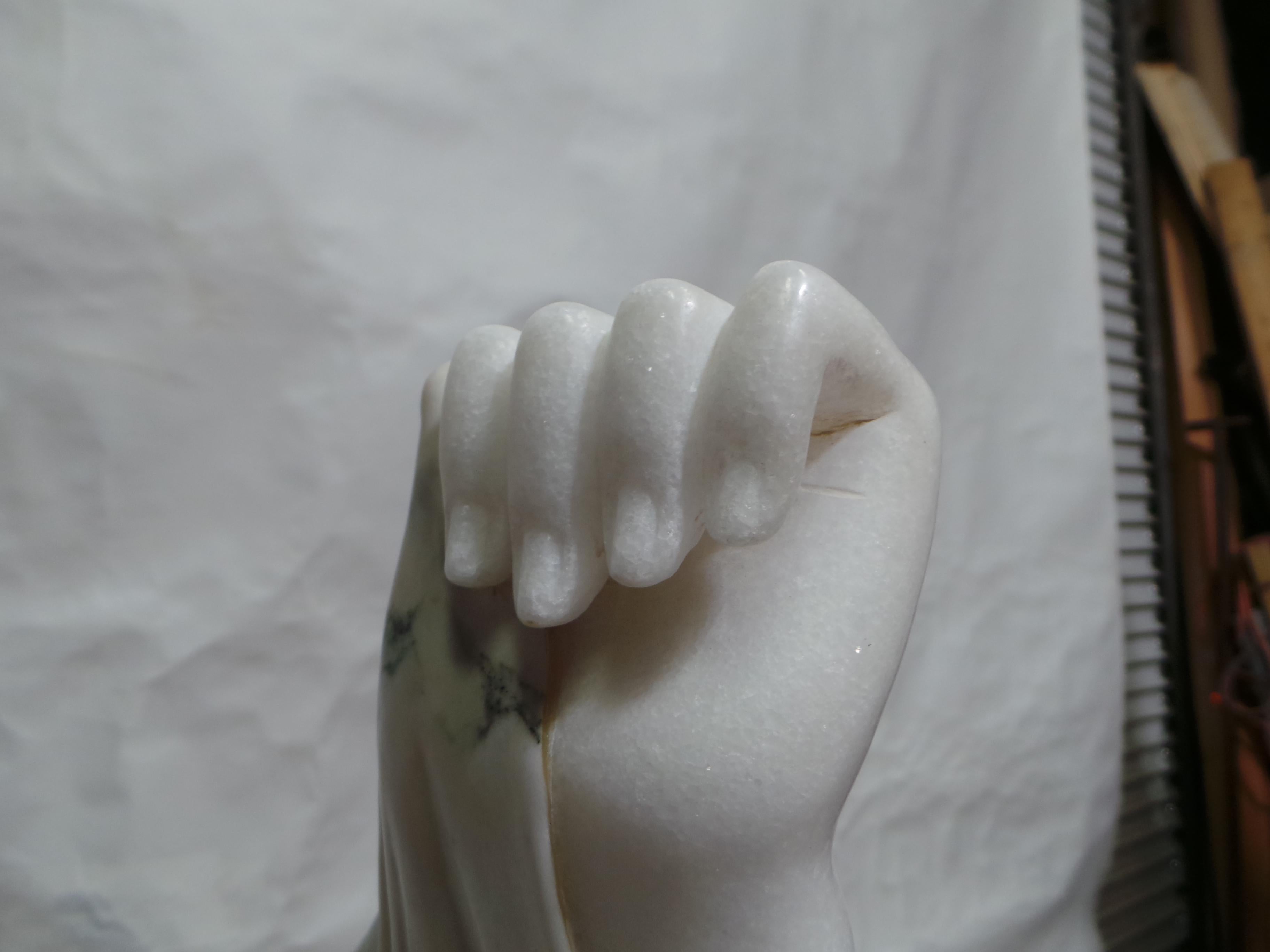 Marble Sculpture Woman Undressing White Marble+Verde Indio Marble For Sale 1