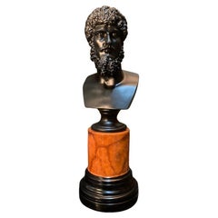 Marble Sculptured Lucius Verus Black On Sienna Socle, 20th Century