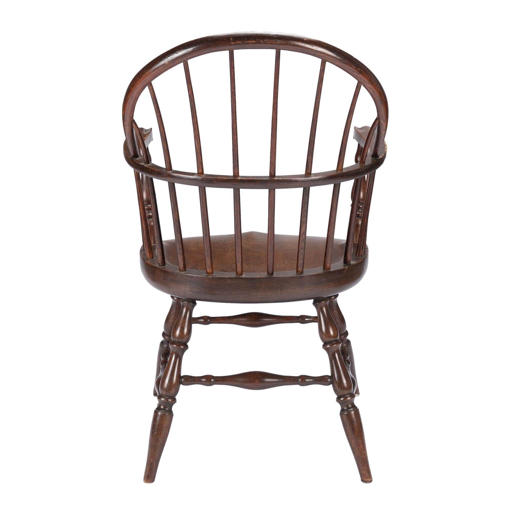 American Marble & Shattuck Bow Back Windsor Armchair in White Oak, '1920'