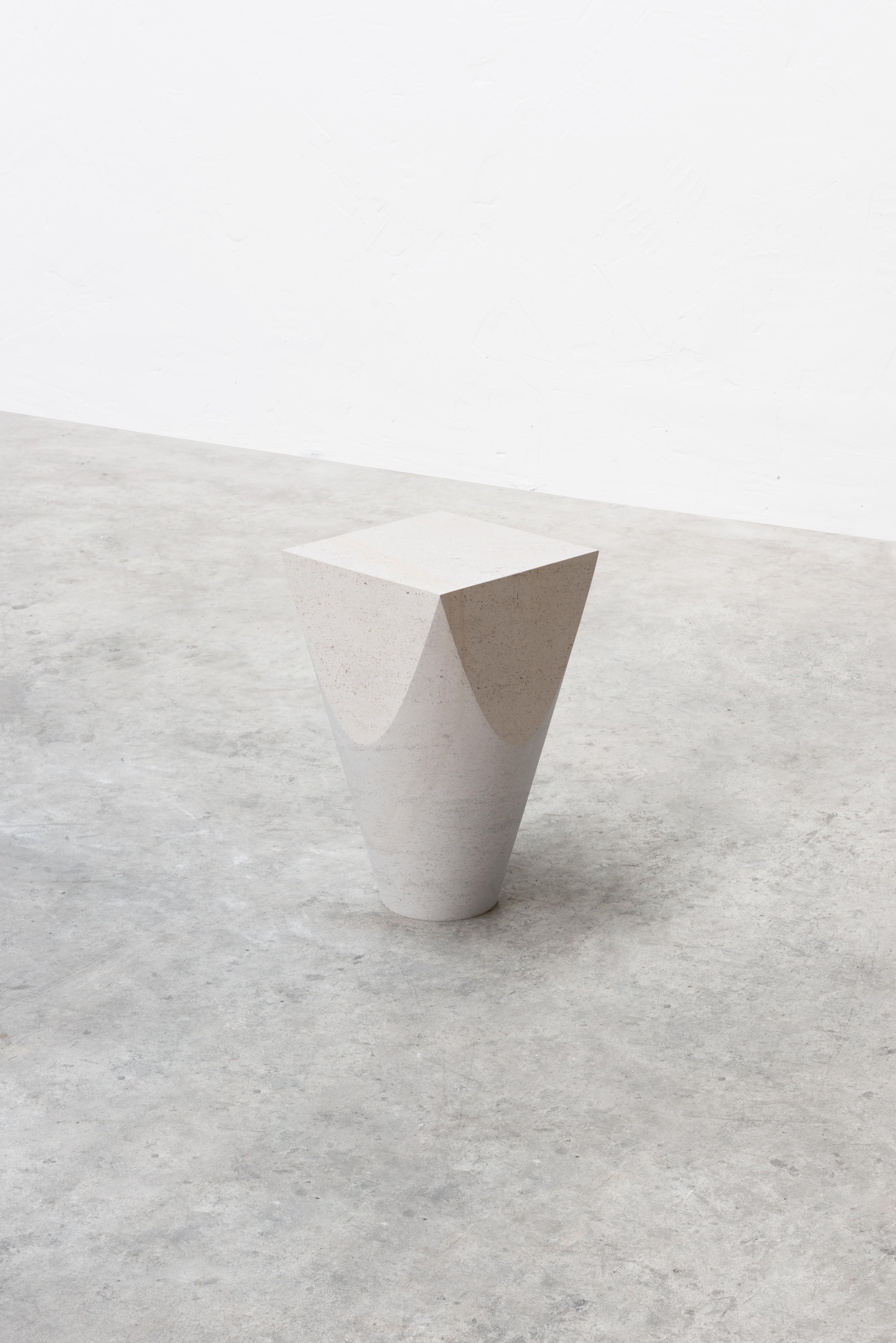 Contemporary Marble Side Table 'ARCH' by Frédéric Saulou, Limestone