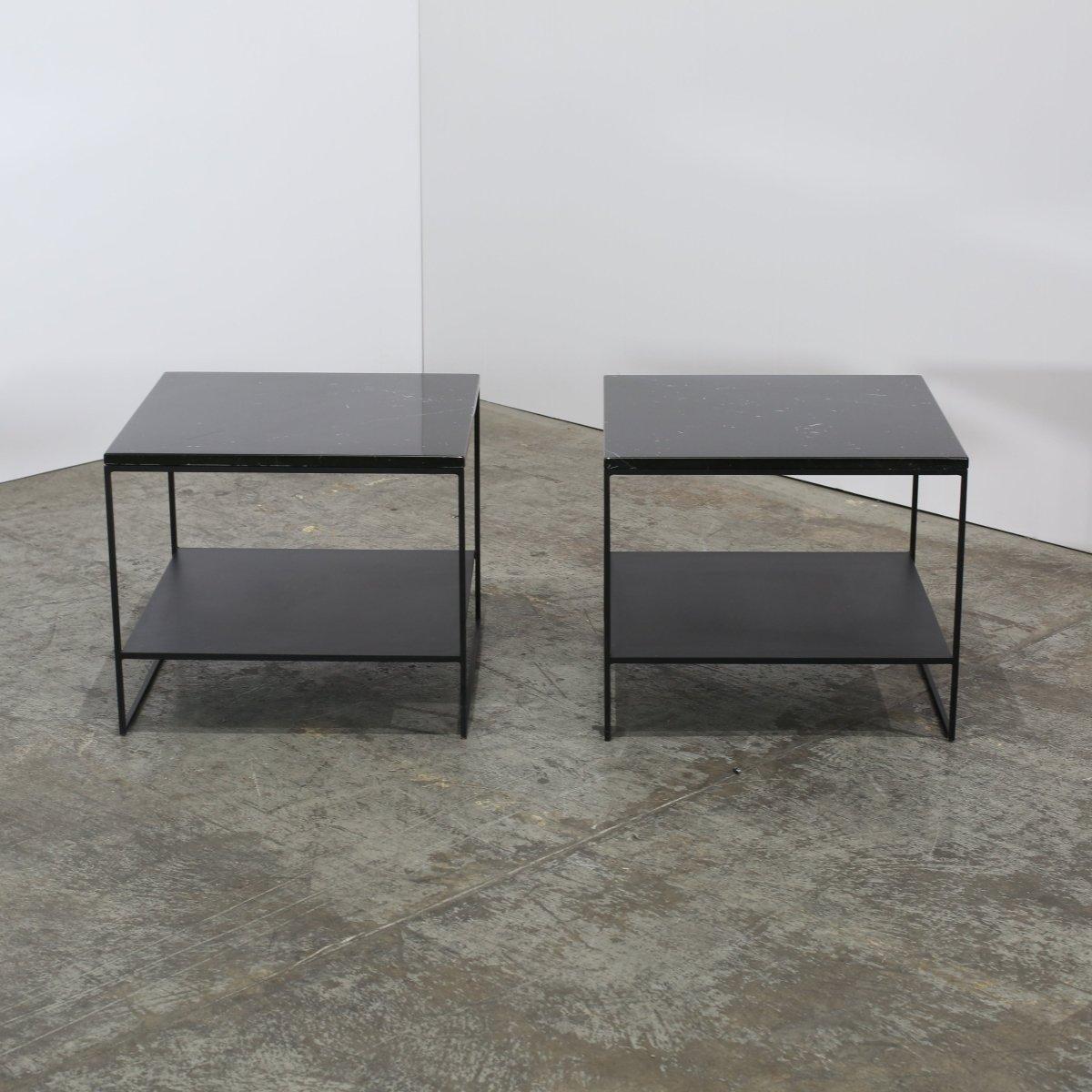 Metallo Tavolino in marmo di Minotti, Set di due in vendita