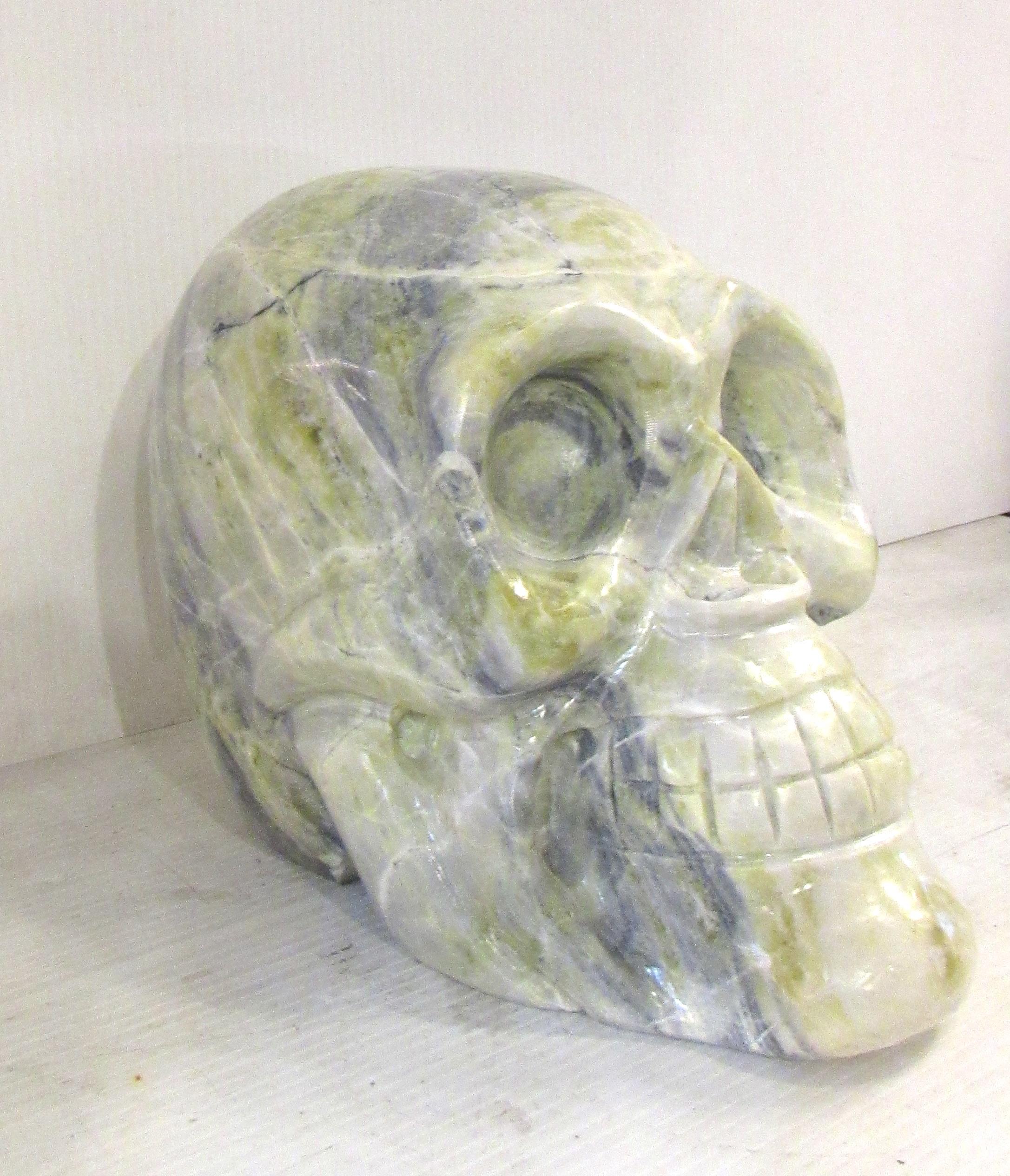 Mid-Century Modern Marble Skull Sculpture For Sale