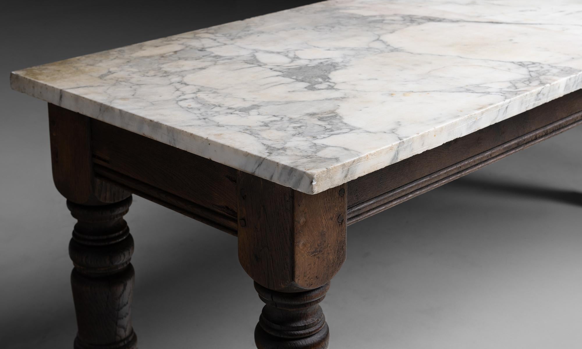 French Marble Slab Bakery Table, France circa 1880