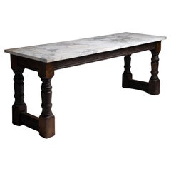 Antique Marble Slab Bakery Table, France circa 1880